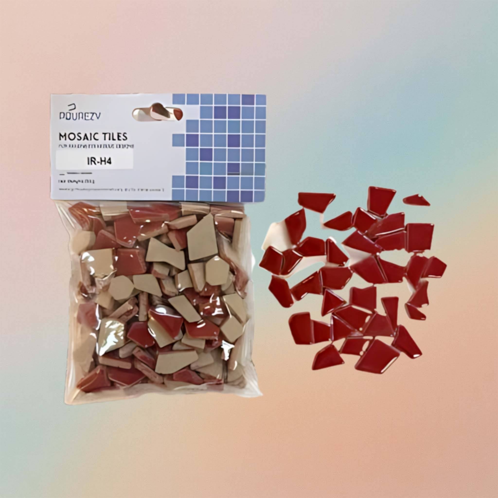 Ceramic Irregular Shape Glossy-Red Mosaic Tiles