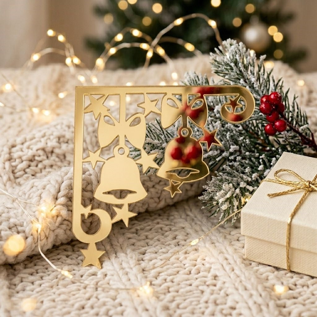 Christmas Bell Boarder Gold Acrylic Cut For Resin Art & DIY Crafts