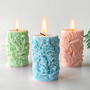 Christmas Candle Molds 3D Embossed Santa Tree Holly Cylinder Silicone Molds for Resin Candle Soap Wax Christmas Ornament Fondant Chocolate Dessert Mold Art Craft Xmas Decor Santa & Tree