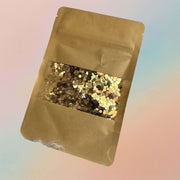 Chunky Almond Gold Glitter Hexagon