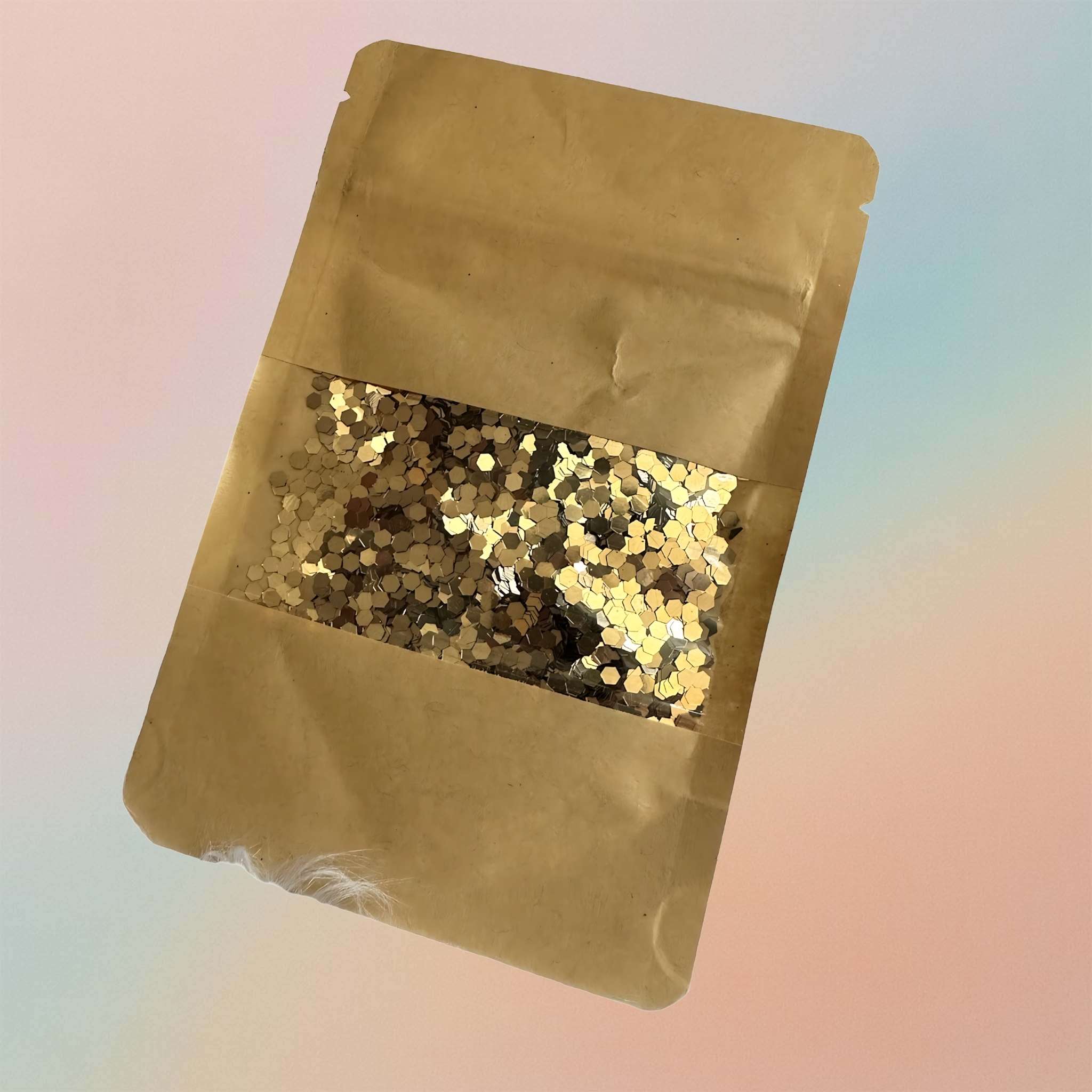 Chunky Almond Gold Glitter Hexagon