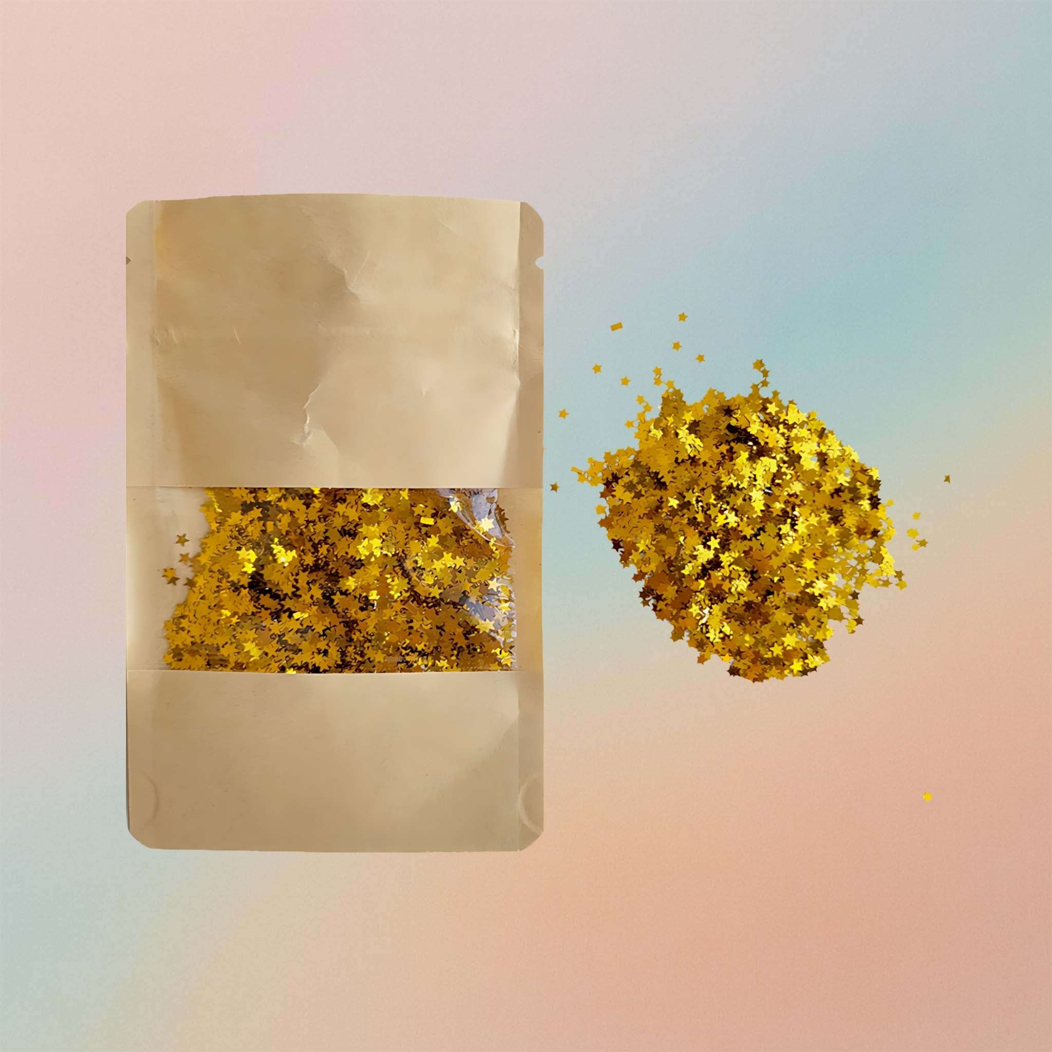 Chunky Gold Glitter Star Shape