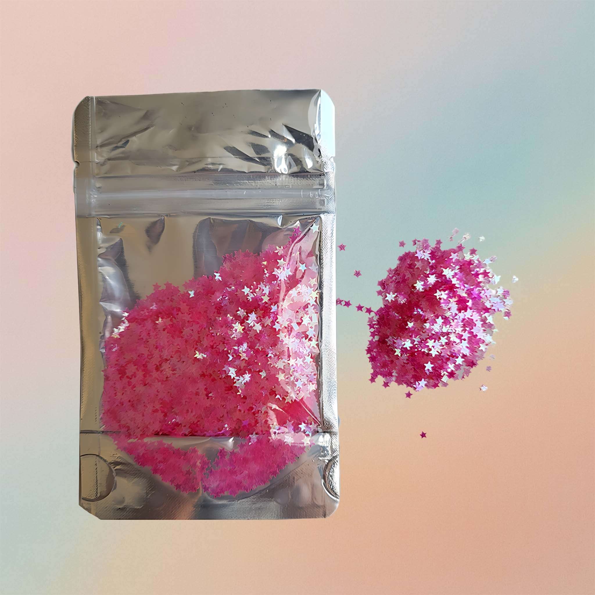 Chunky Pink Glitter Star Shape