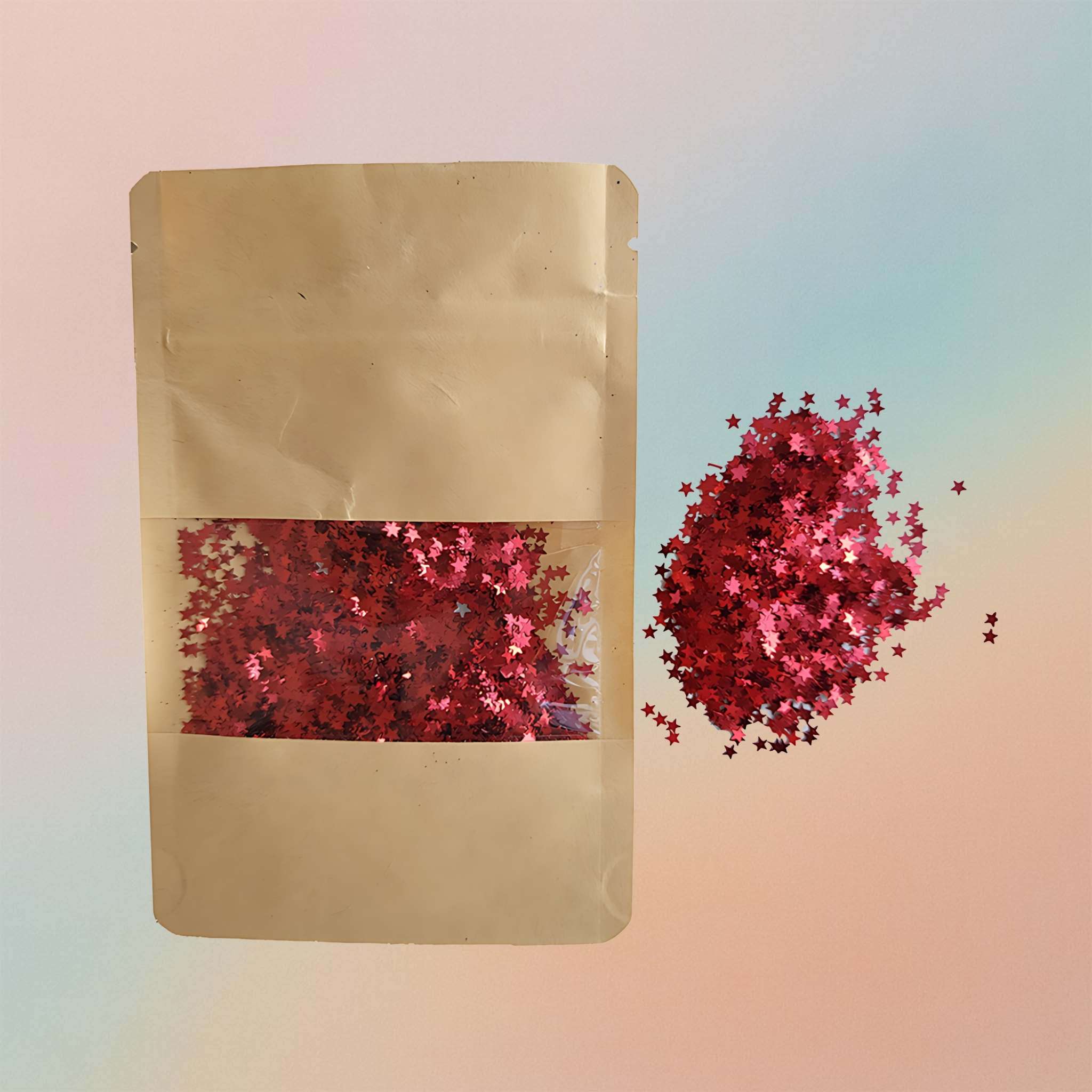 Chunky Red Glitter Star Shape