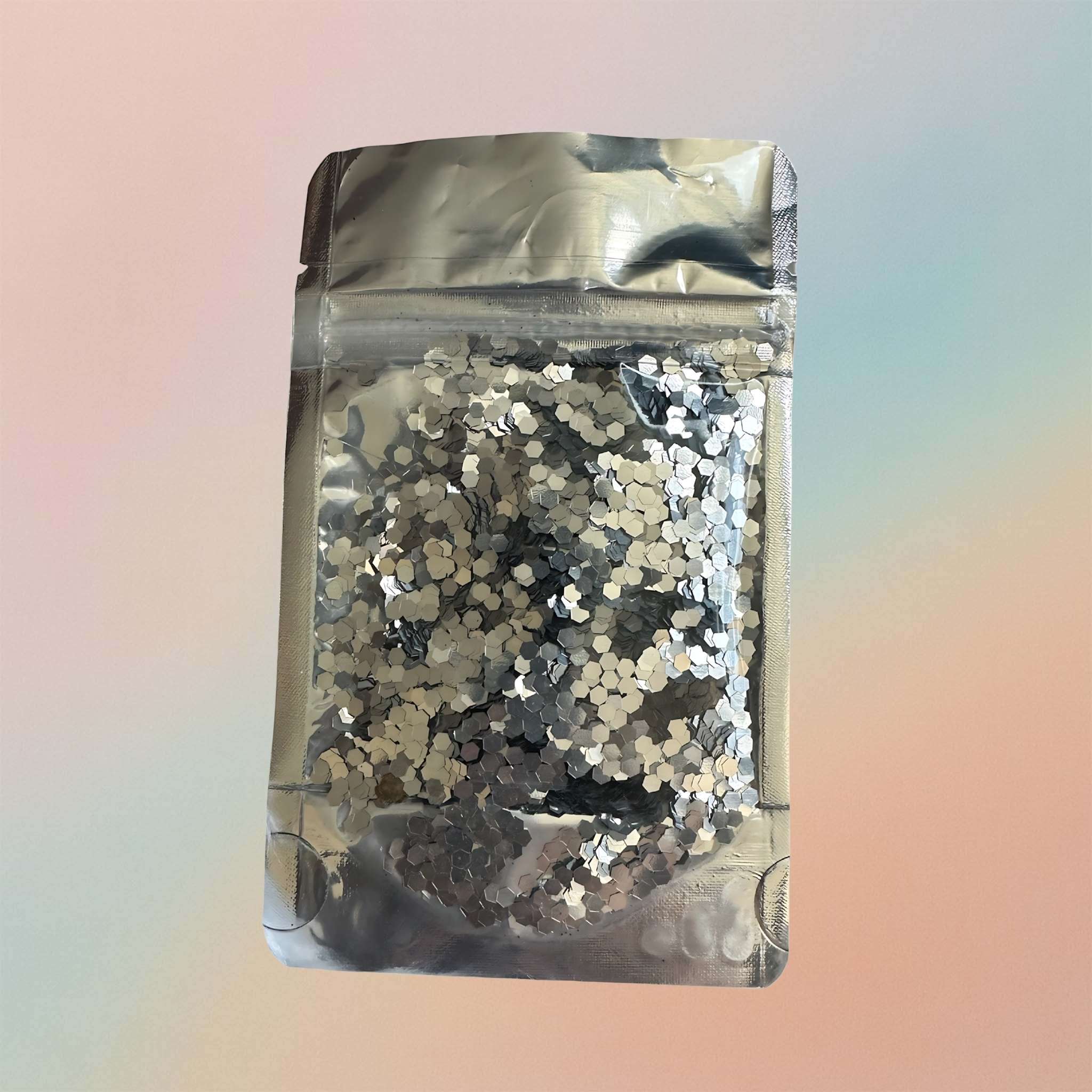 Chunky Silver Glitter Hexagon