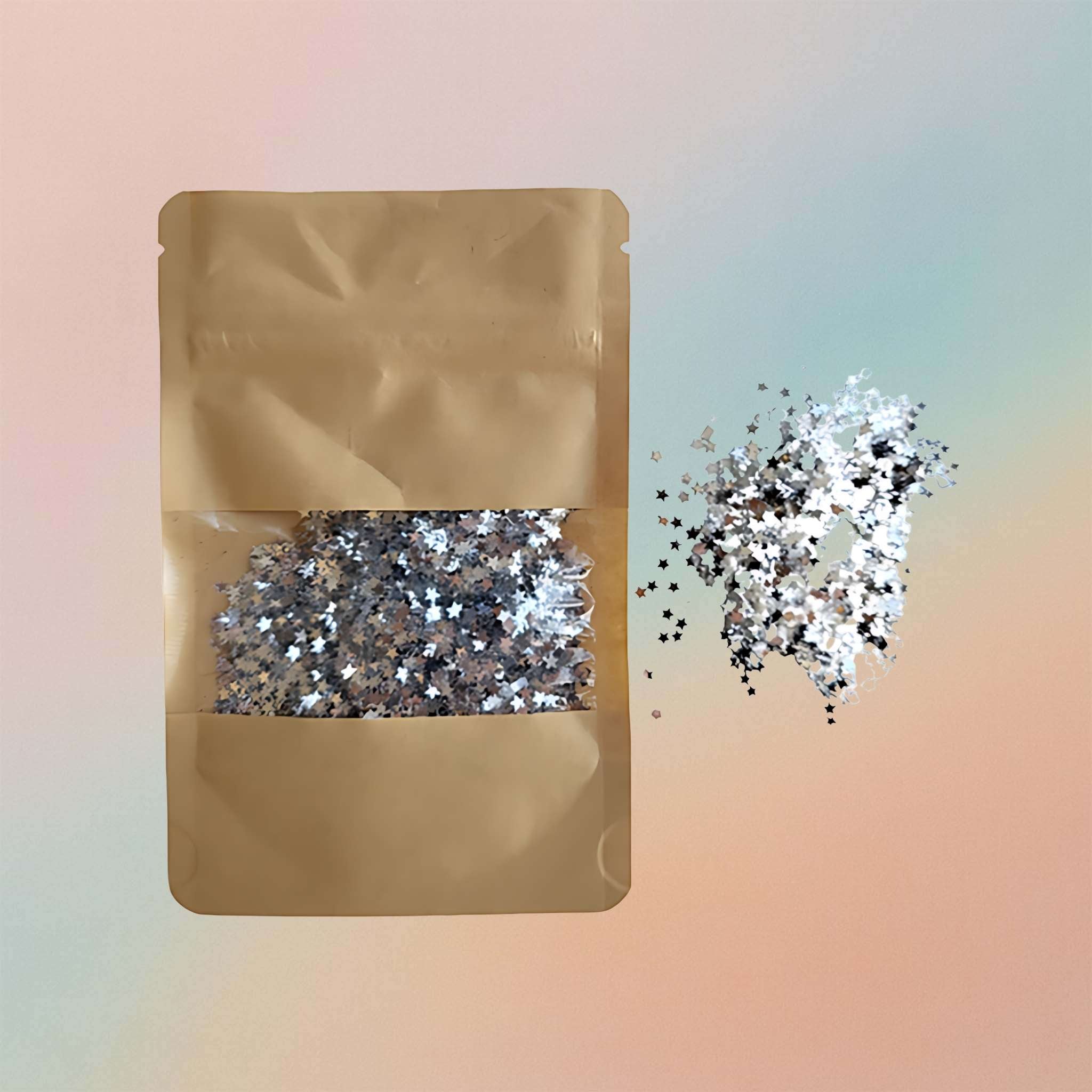 Chunky Silver Glitter Star Shape