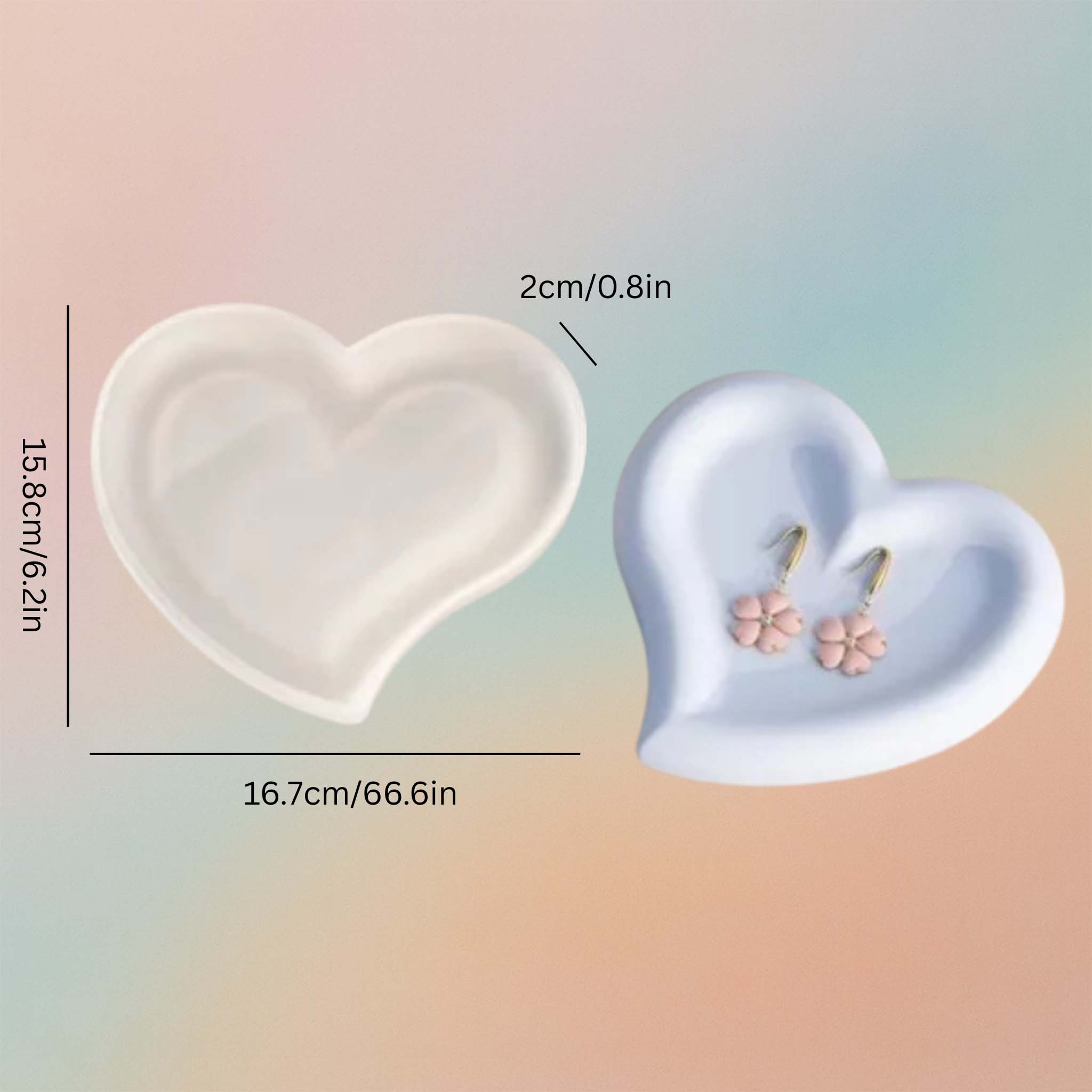 Coaster Tray Mould - Heart Shaped Silicone Resin Mold