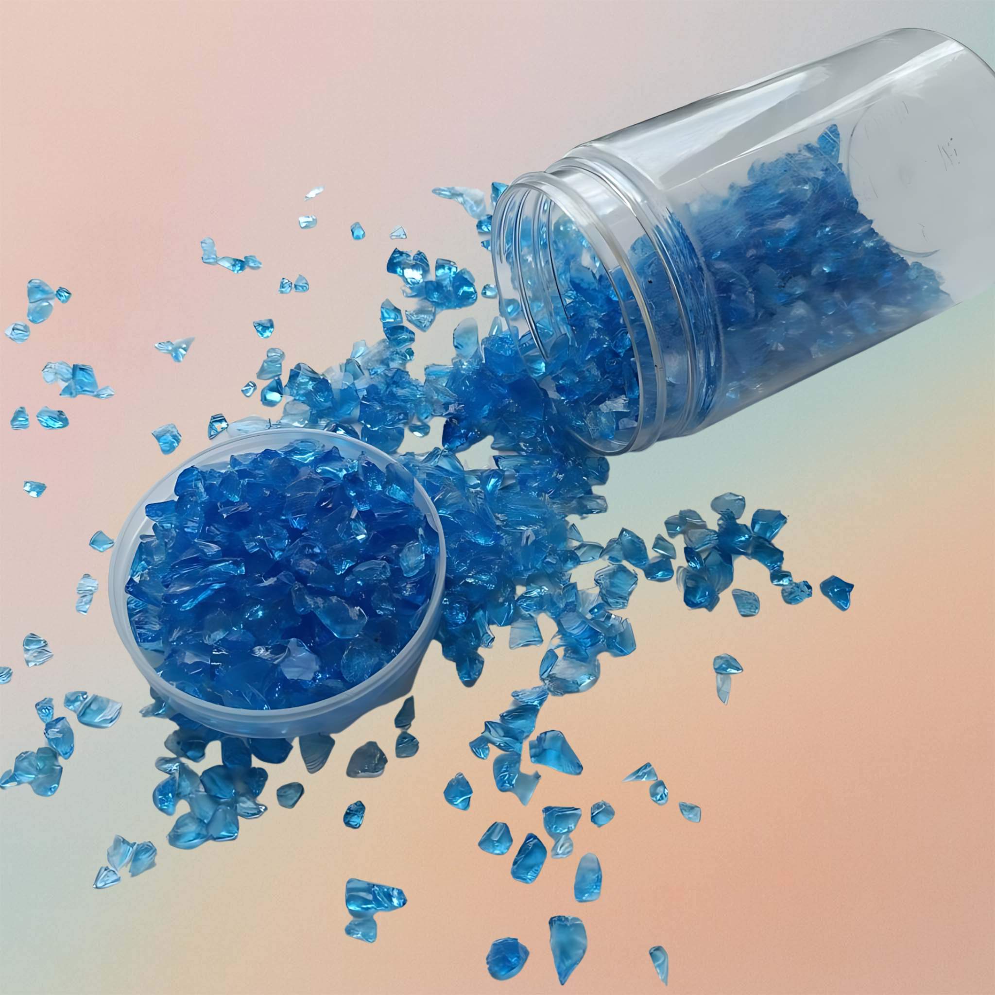 Crushed Glass For Resin Epoxy Geode Art Metallic, Shiny, Bright - Aqua Blue