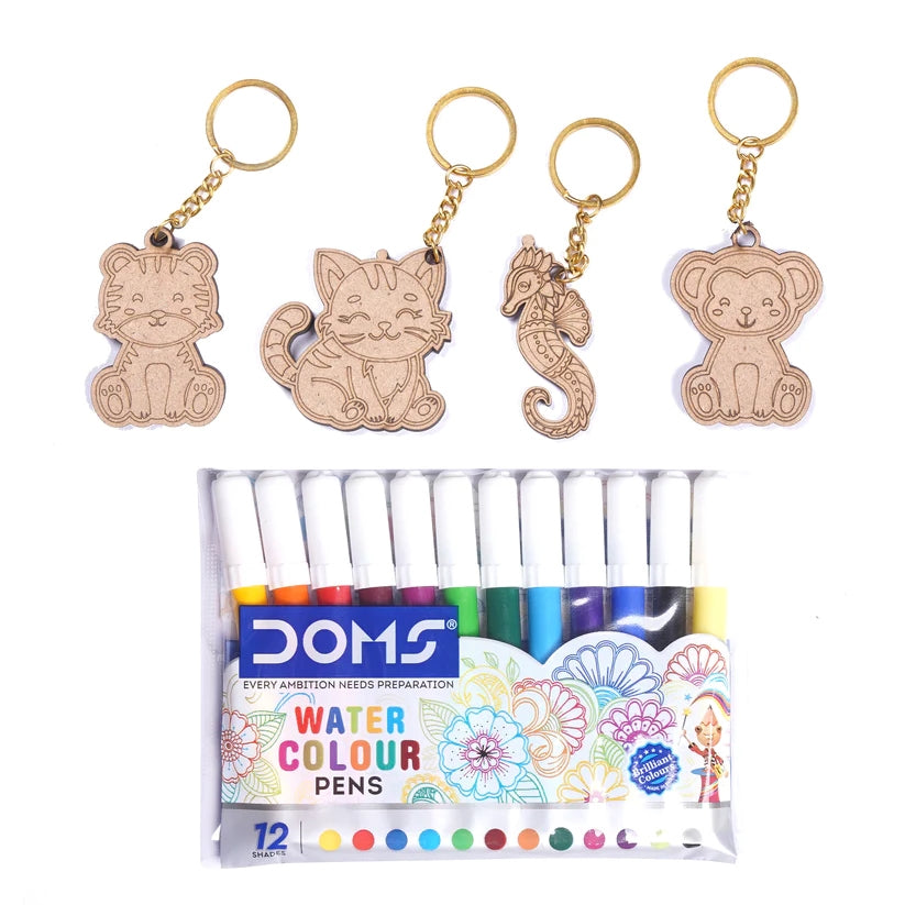 Pourezy Cute Animal Wooden Keychains Set