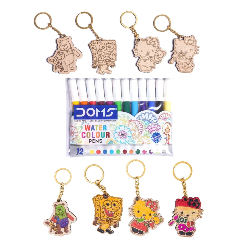 Pourezy Cute Cartoon Wooden Keychains Set