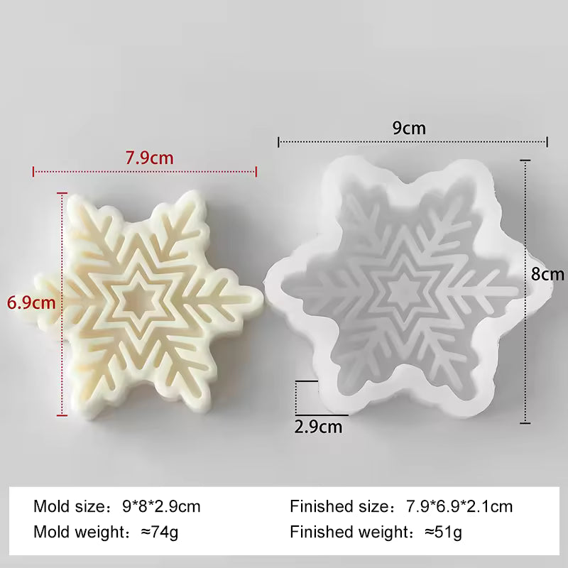 DIY Christmas Snowflake Silicone Mold Scented Candle Mold Handmade Soap Mold Christmas Cookie Candy Chocolate Baking Mold