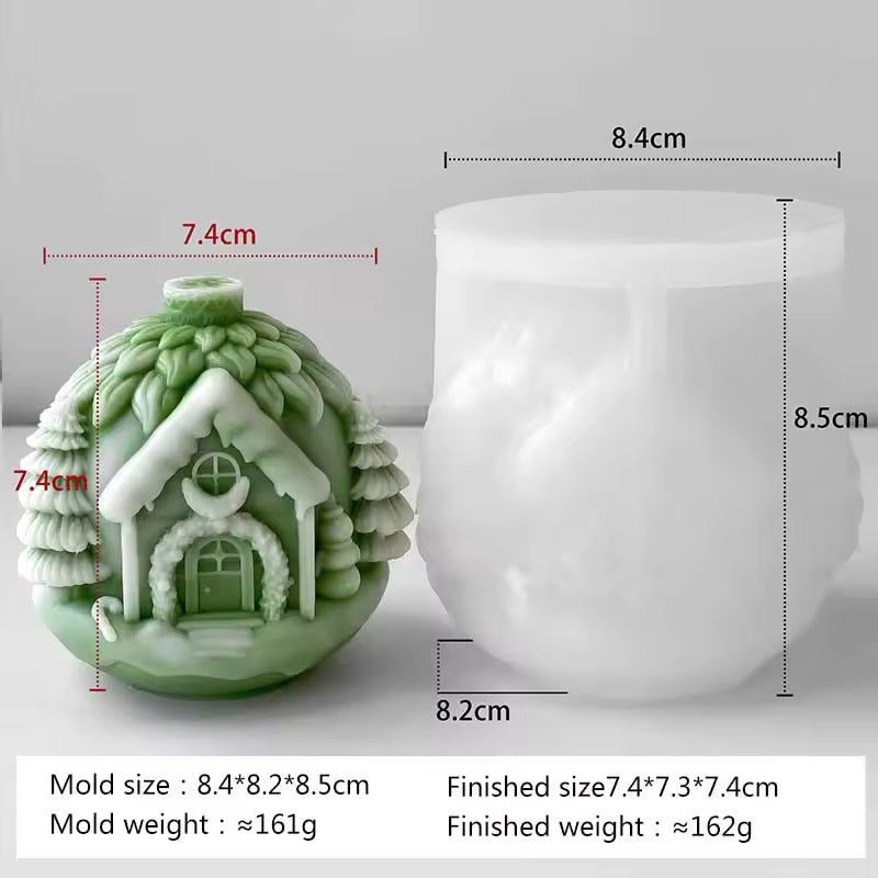 DIY Christmas Tree House Silicone Mold Handmade Scented Candle Plaster Resin Ornament Mold Christmas Candle Making Supplies