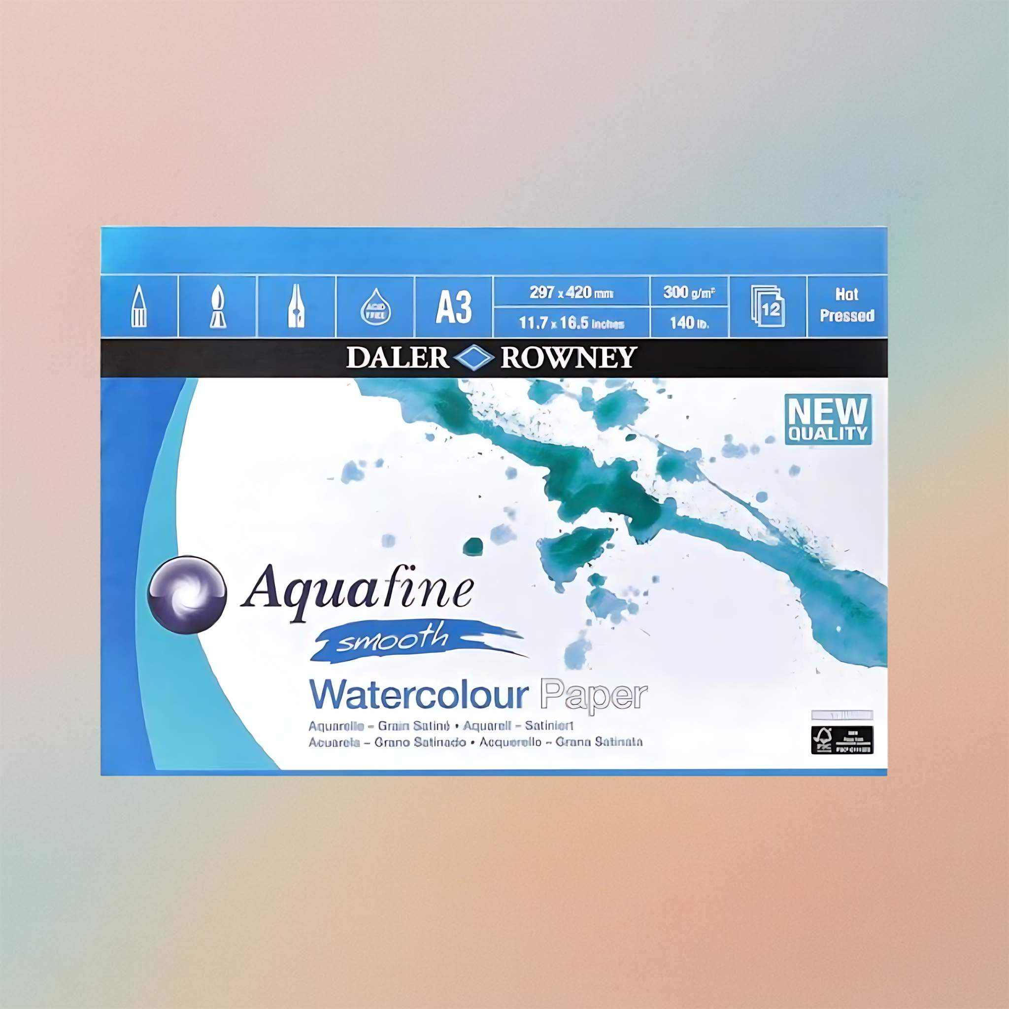 Daler Rowney Aquafine WC Pad 300G A3 12 Sheet