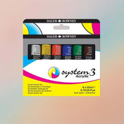 مجموعة ألوان أكريليك من دالر روني سيستم 3، 6 قطع × 22 مل