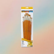Daler Rowney Simply Gold Taklon Long Handle Brush Set – 10 Pcs