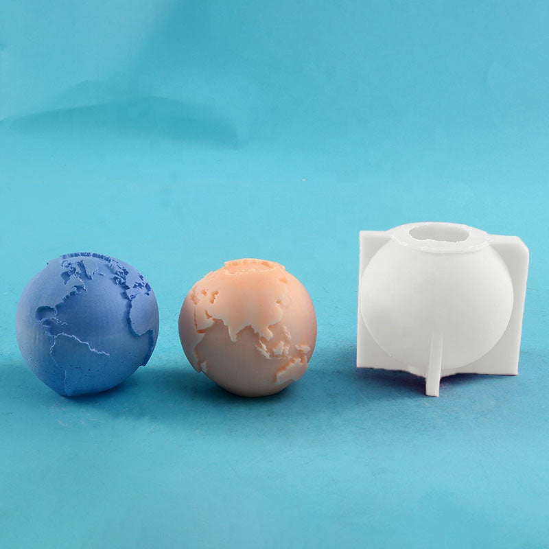 Earth Moon Face Ball Shape 3D Beeswax Mold DIY Resin Epoxy Candle Making Tool