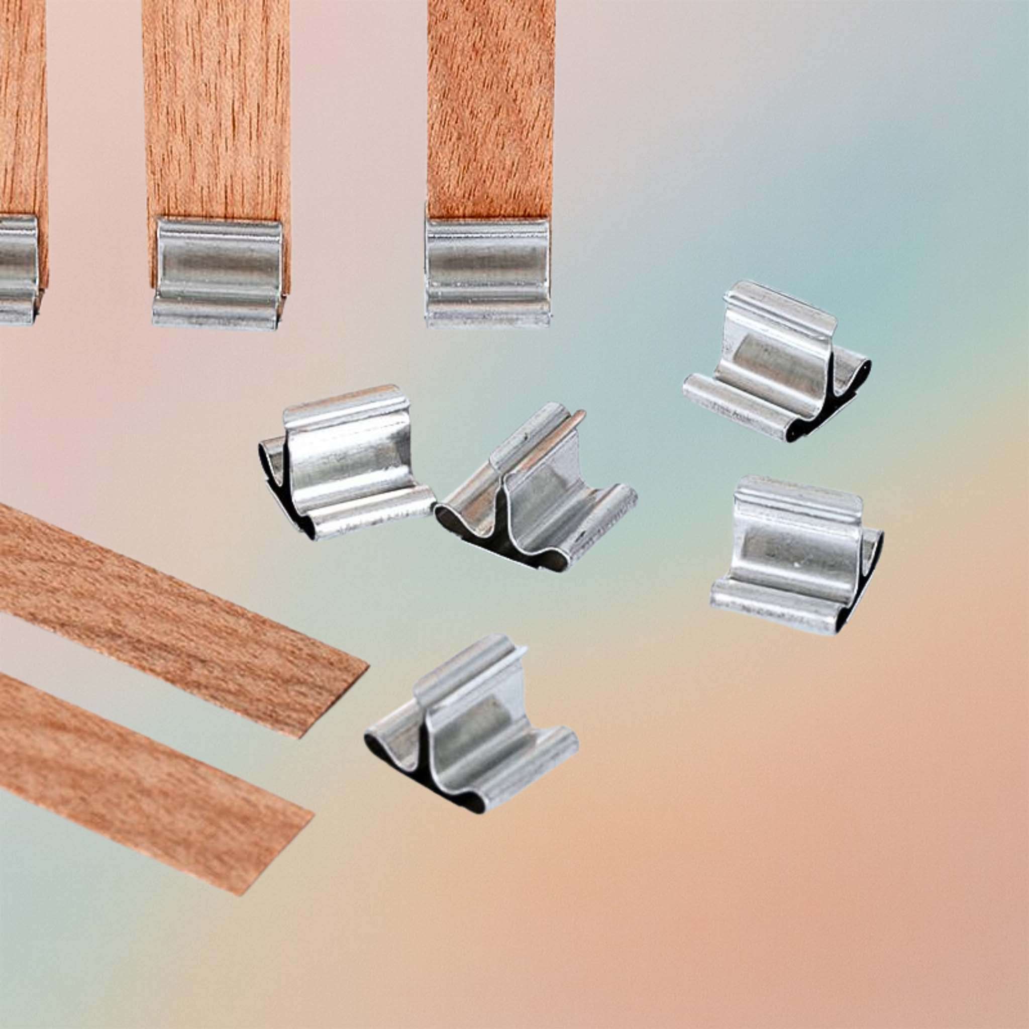 فتائل خشبية مسطحة مع مشابك معدنية