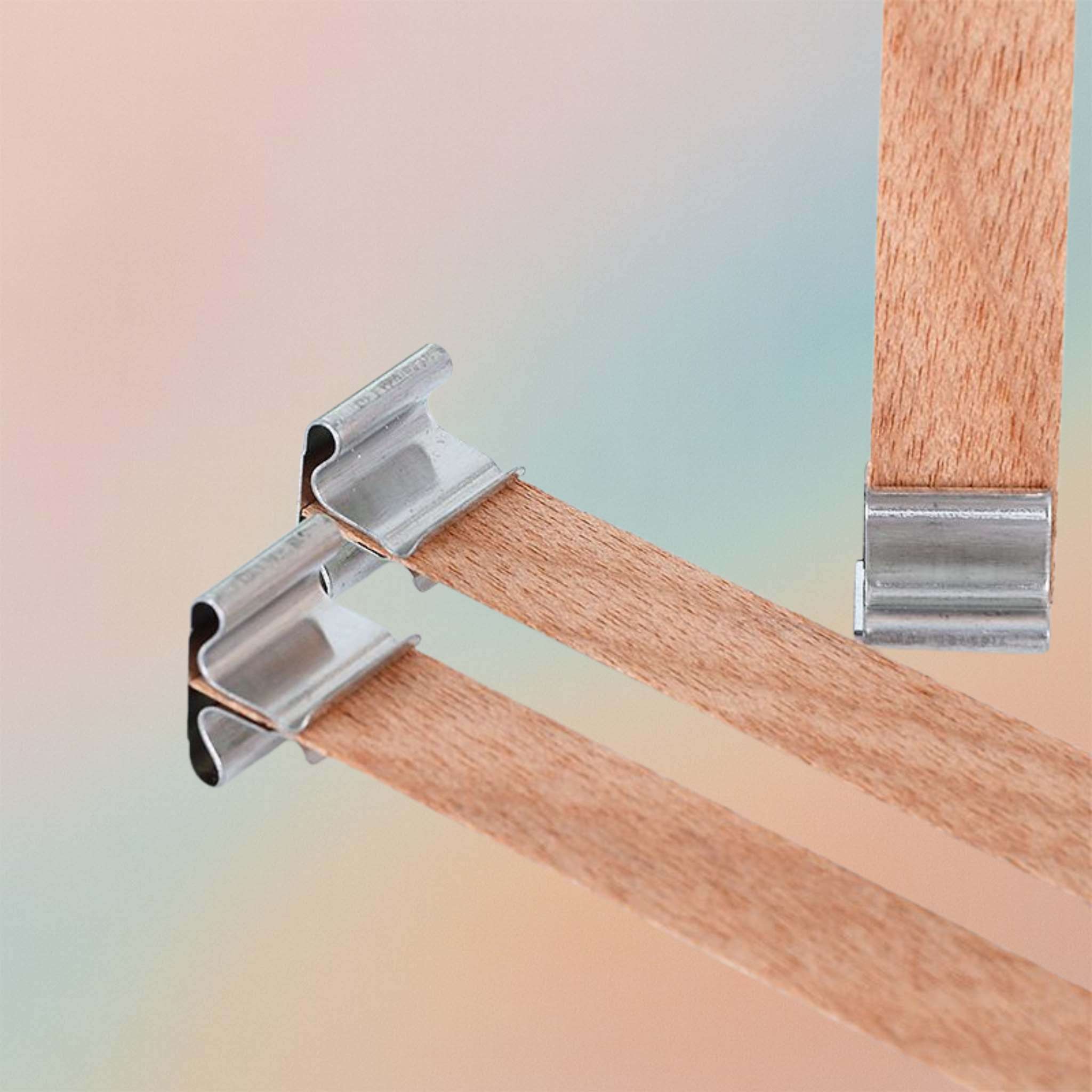 Flat Wooden Wicks With Metal Clips