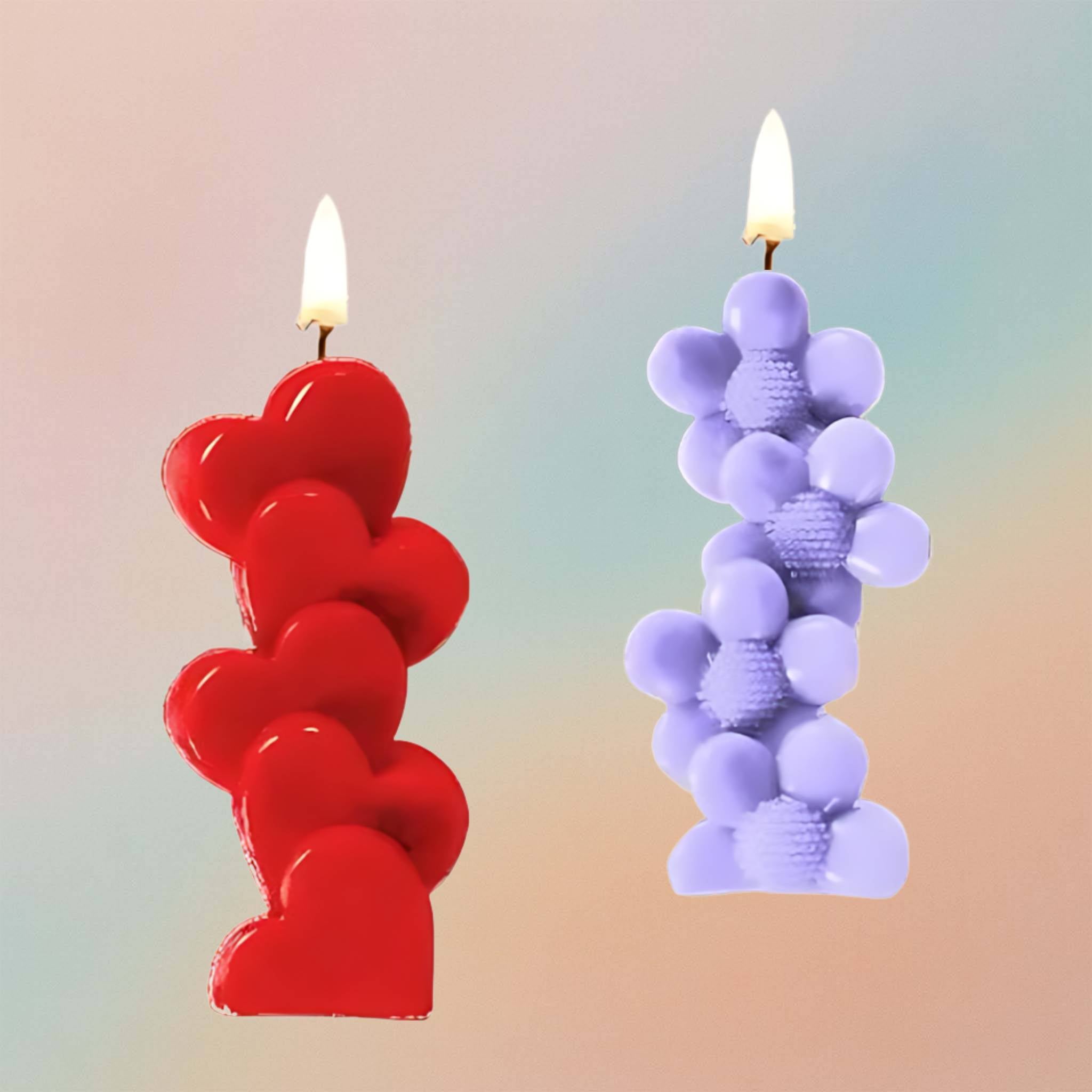 Floral Heart Standing Candle Silicon Mould For DIY Craft