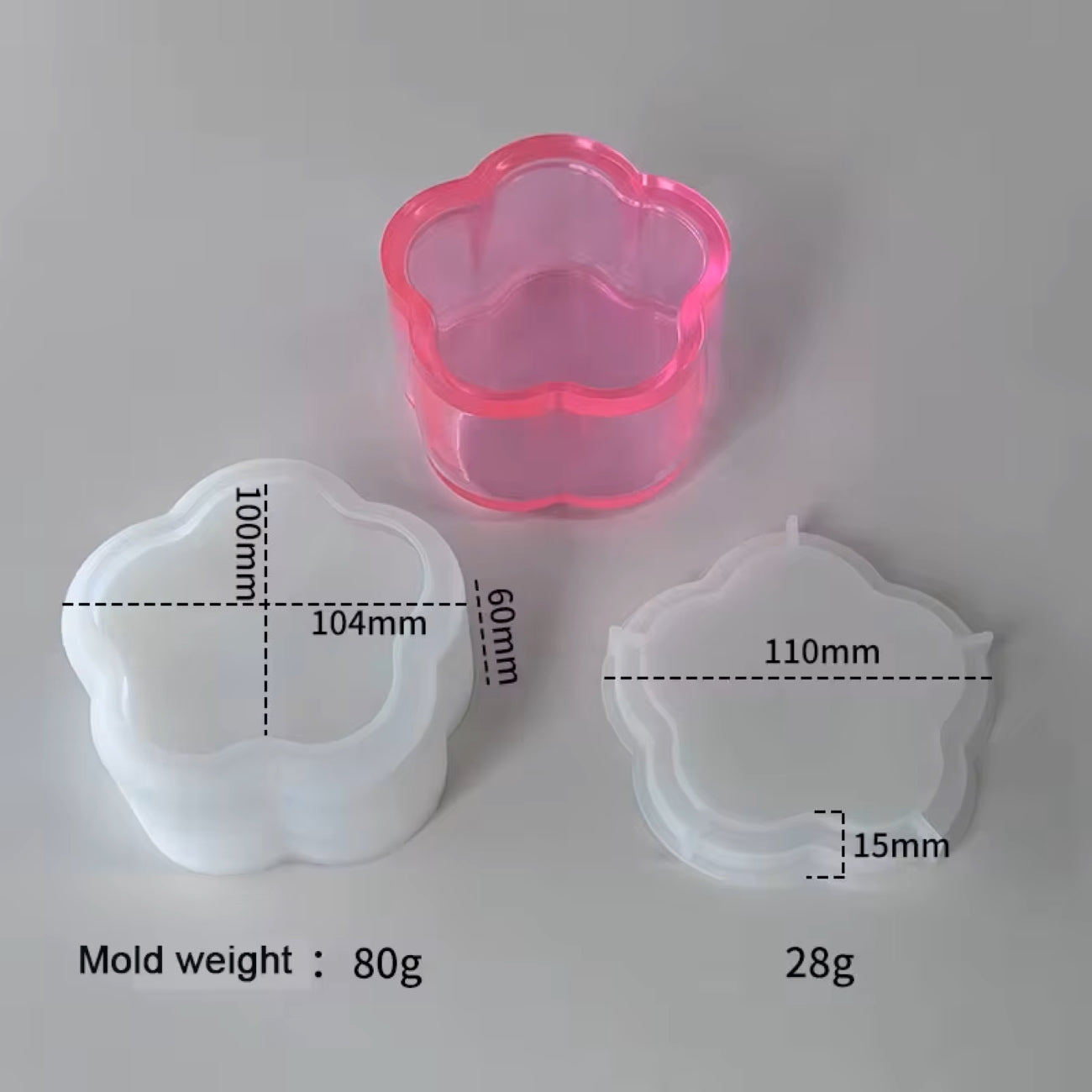 Flower Box Pot Silicone Molds For Concrete Candle Jars With Lid Silicone Mould