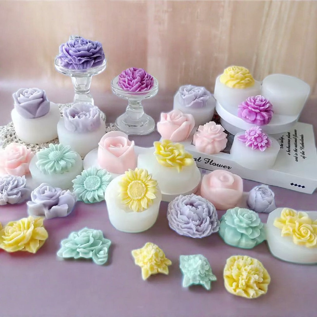 Flower Daisies Aromatherapy Candle Silicone Mold 3D Flower Shape Candle Mould DIY Rose Candle Mold Resin Mold Soap Mold Candle Cake Mold