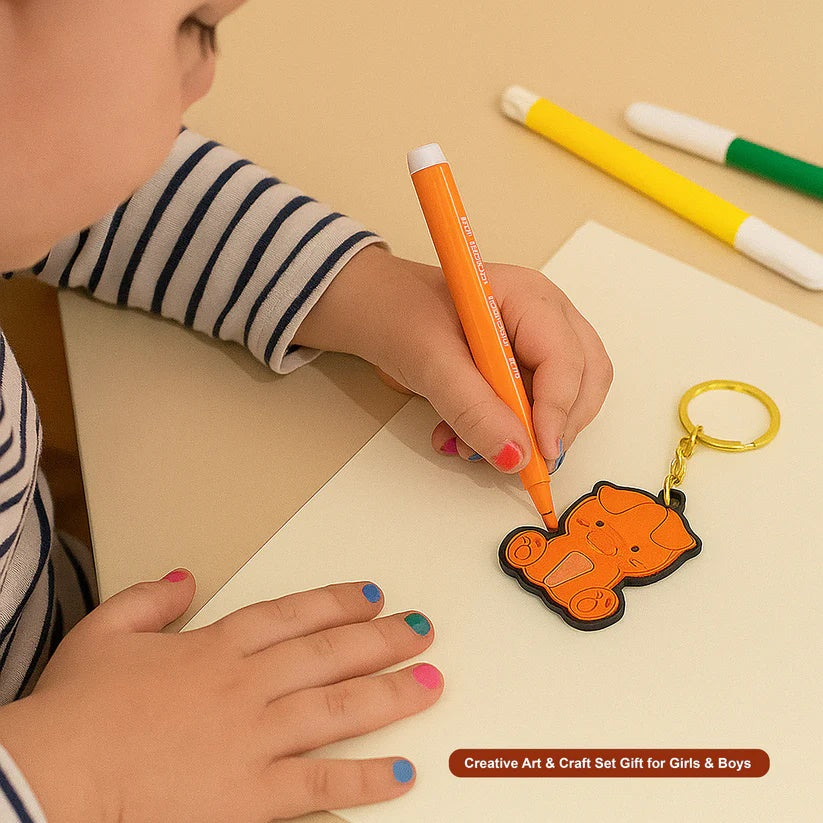 Pourezy Frog, Pig, Elephant & Fox Wooden Keychains Set