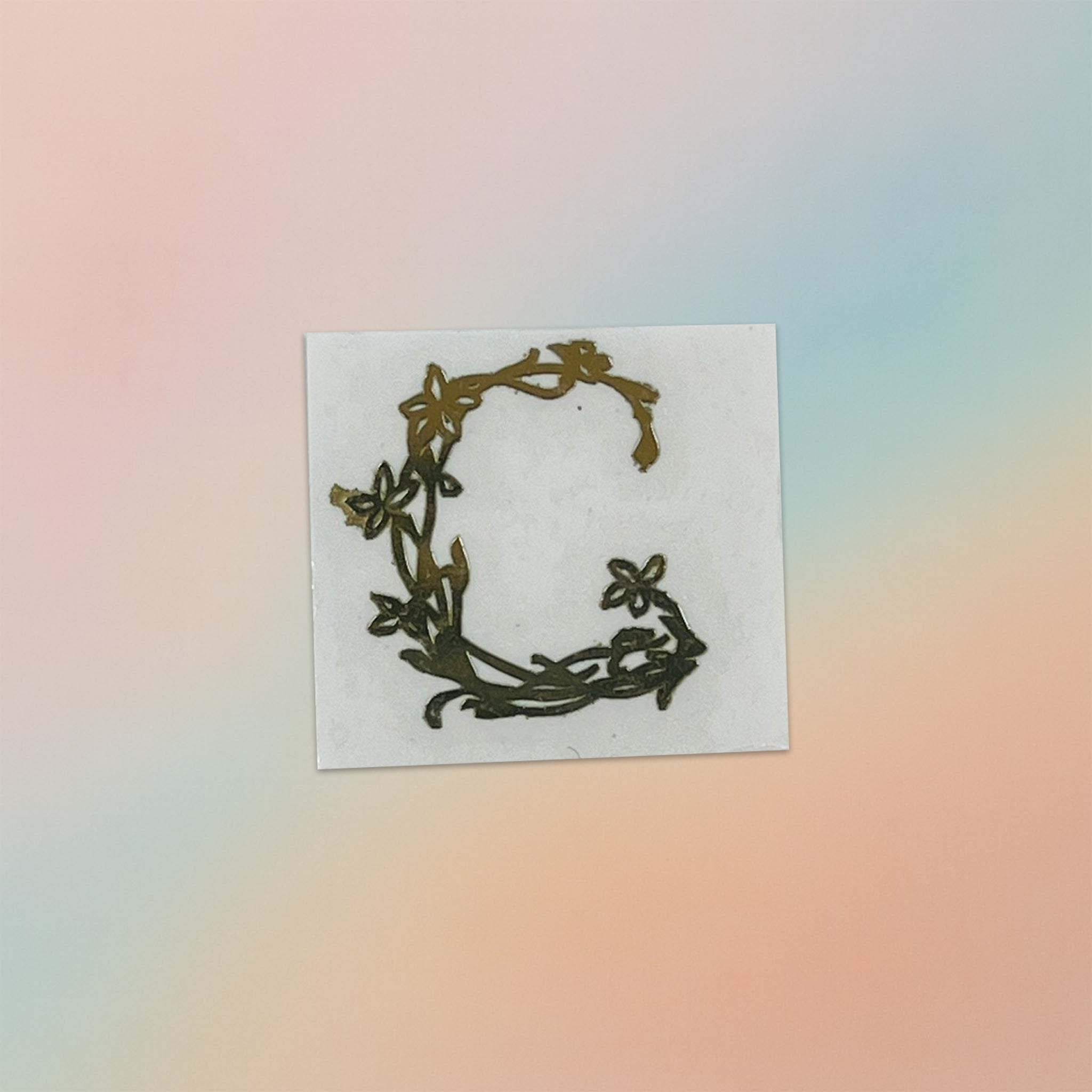Alphabet Floral Stem Metal Sticker