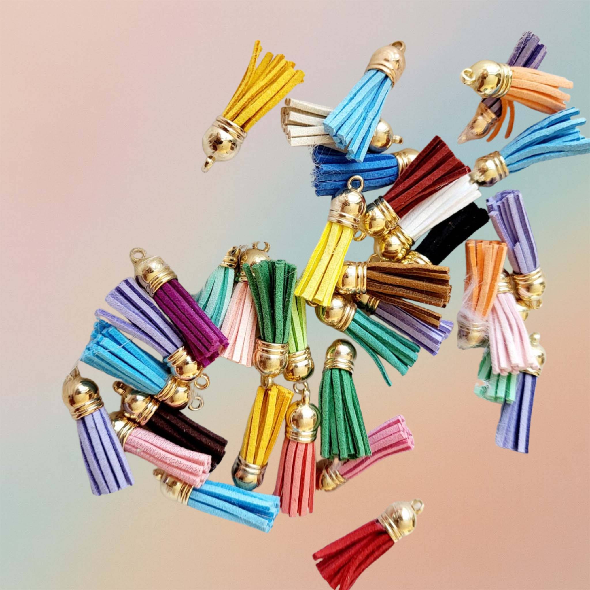 Gold Suede Faux Leather Tassel Pack Of 10