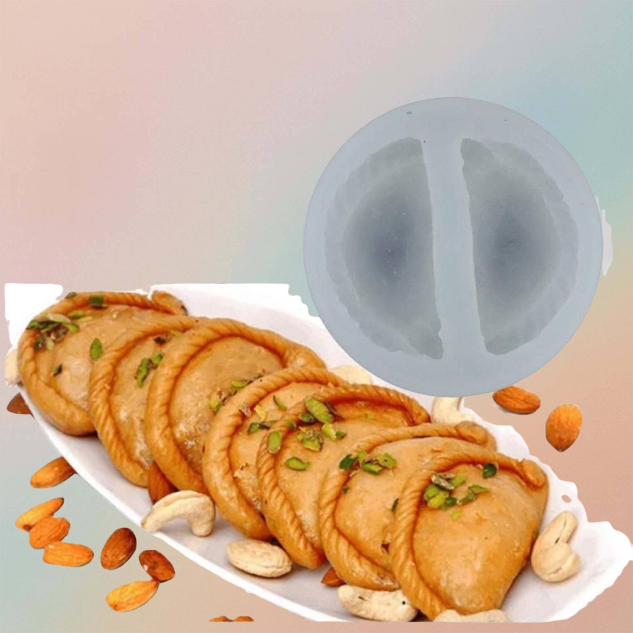 Gujiya Shape Silicone Candle Making Mould