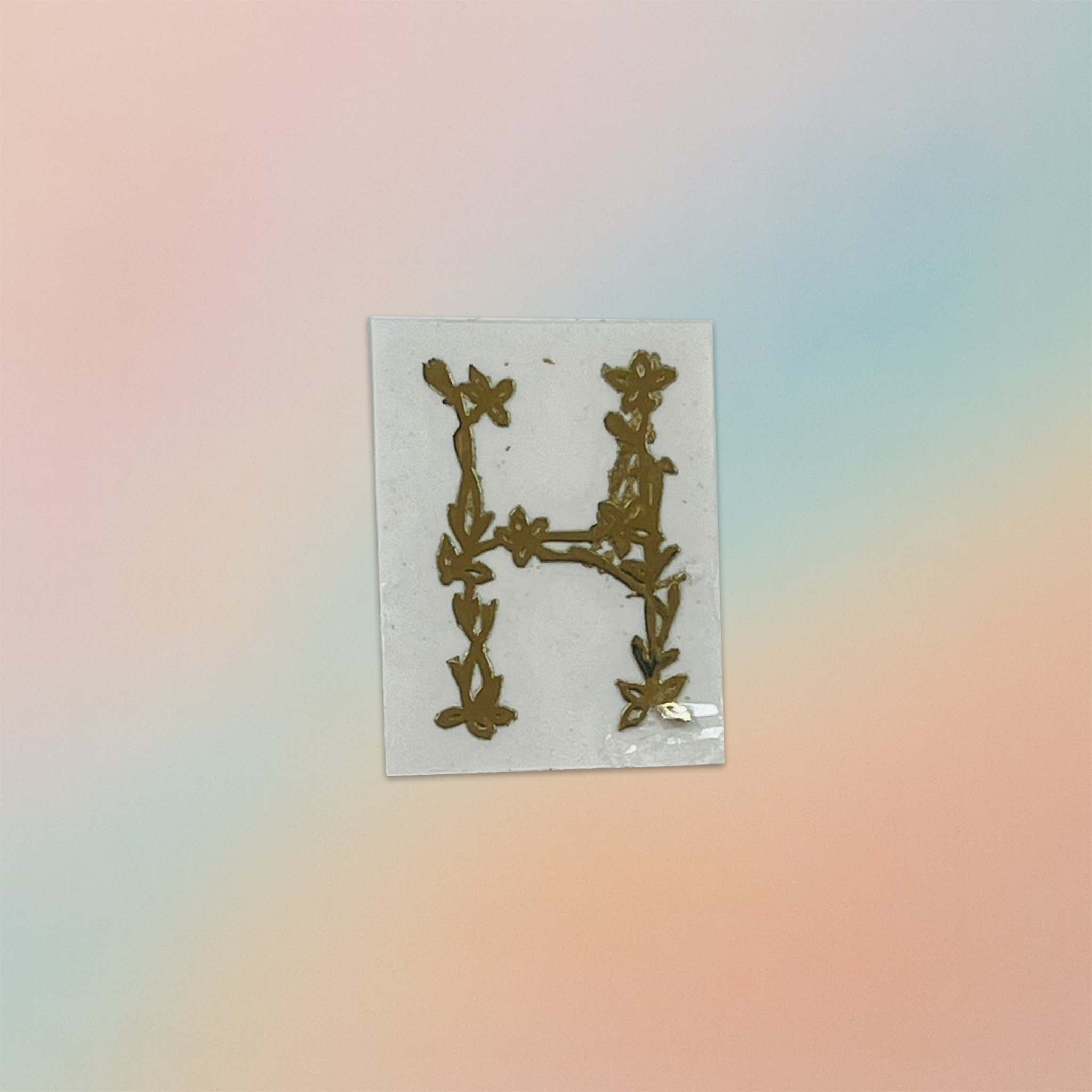 Alphabet Floral Stem Metal Sticker