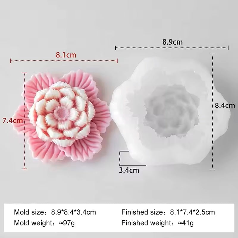 Peony Flower Mould Style 2 For Candle, Resin, Gypsum & Art Crafts Making Silicone Mould