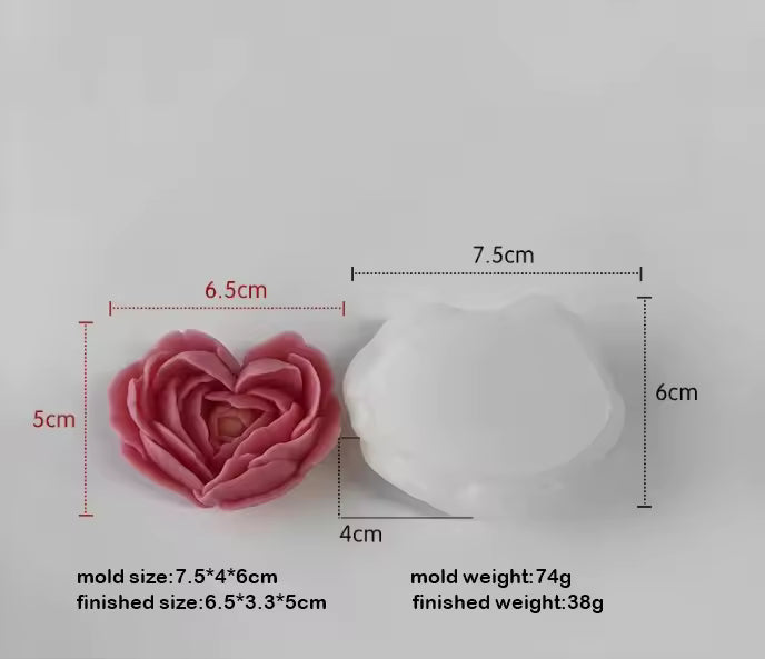 Heart Candle Mold Heart Rose Silicone Molds for Candles Rose Candle Molds for Resin Soap Candle Clay Craft & Home Decor