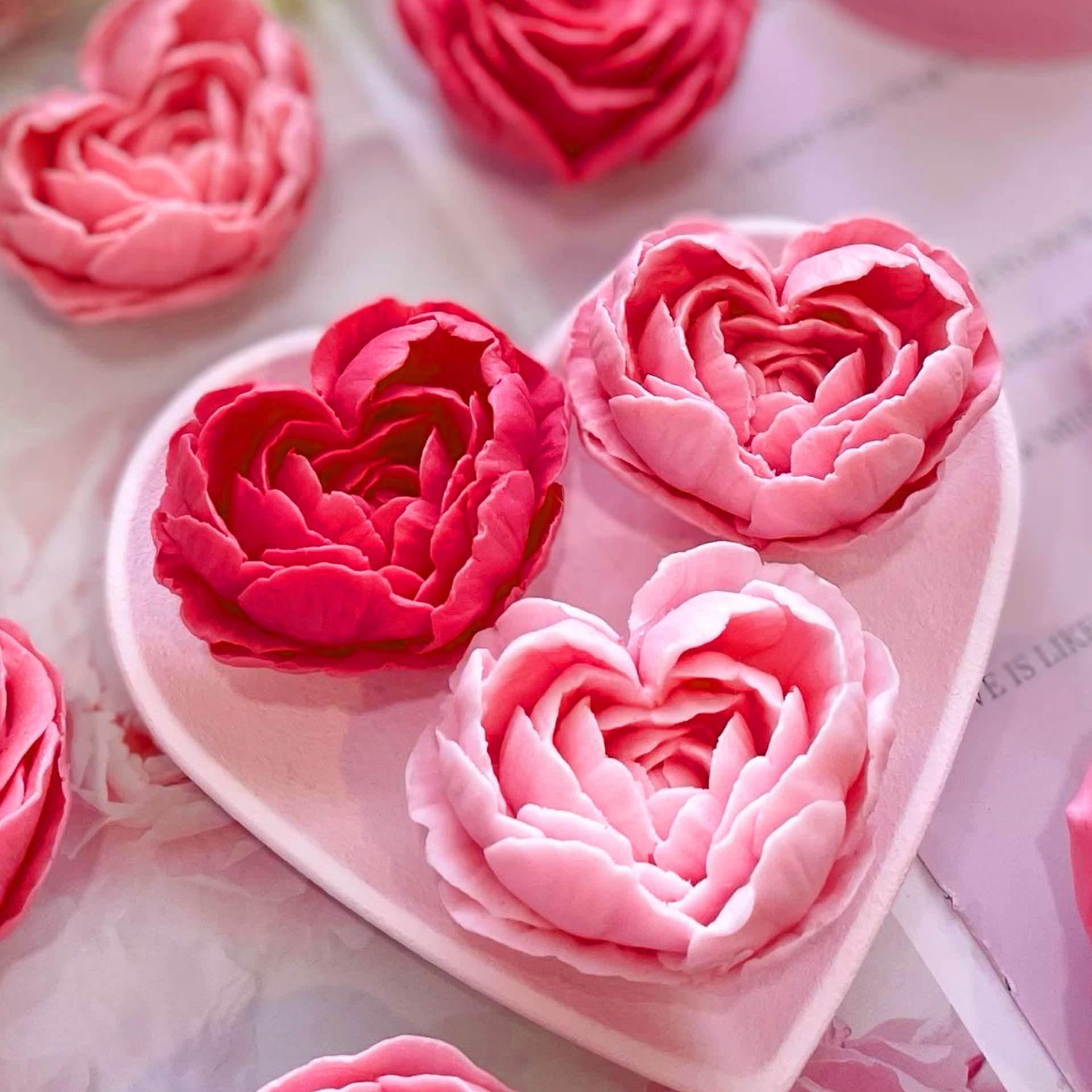 Heart Candle Mold Heart Rose Silicone Molds for Candles Rose Candle Molds for Resin Soap Candle Clay Craft & Home Decor