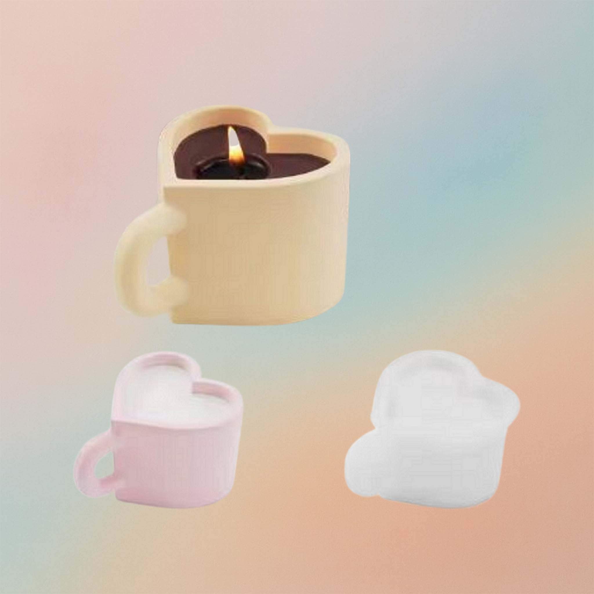 Heart Shape Mug Silicone Mold DIY Candle Jar Resin Molds