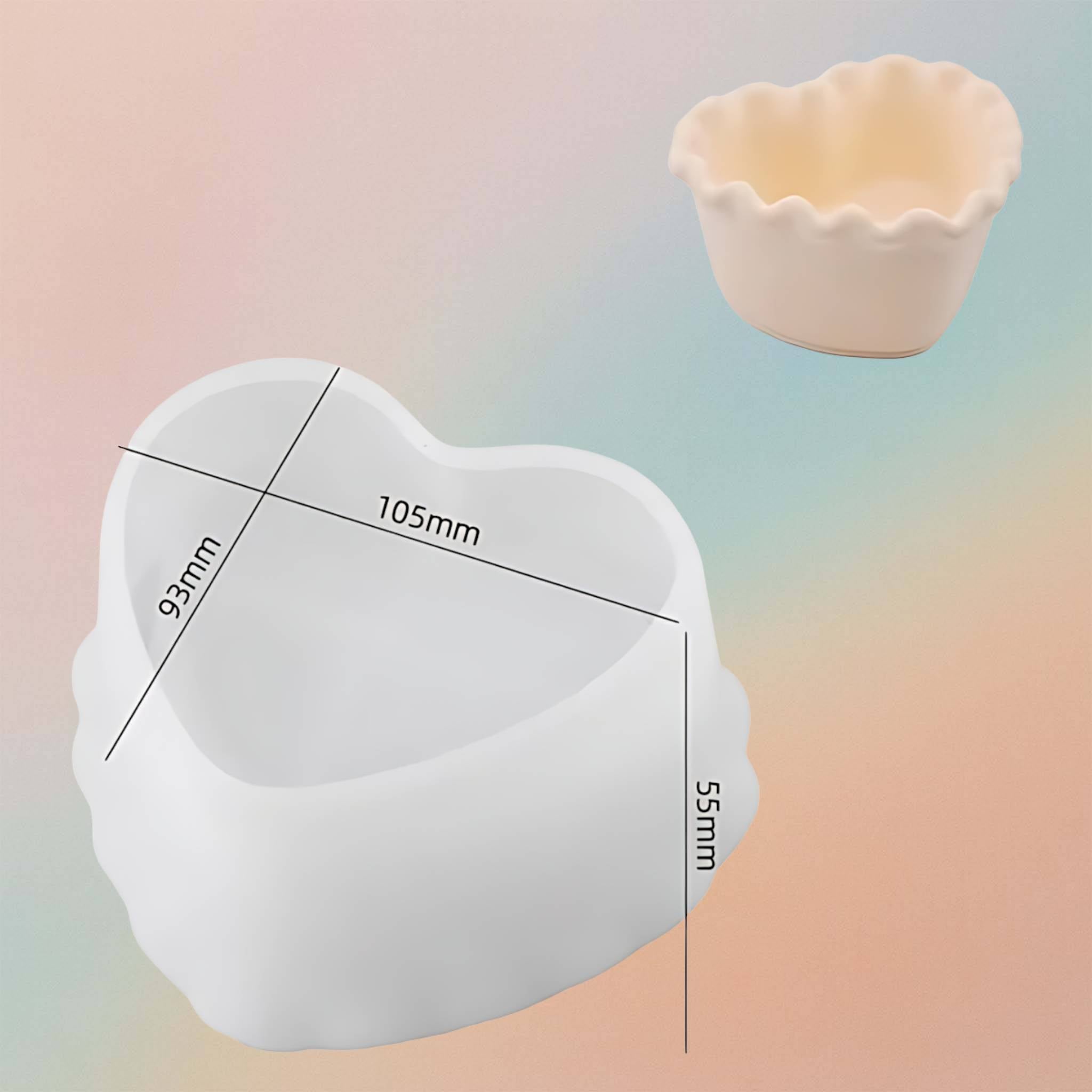 Heart Cement Candle Vessel Mold Vase Flower Pot Molds