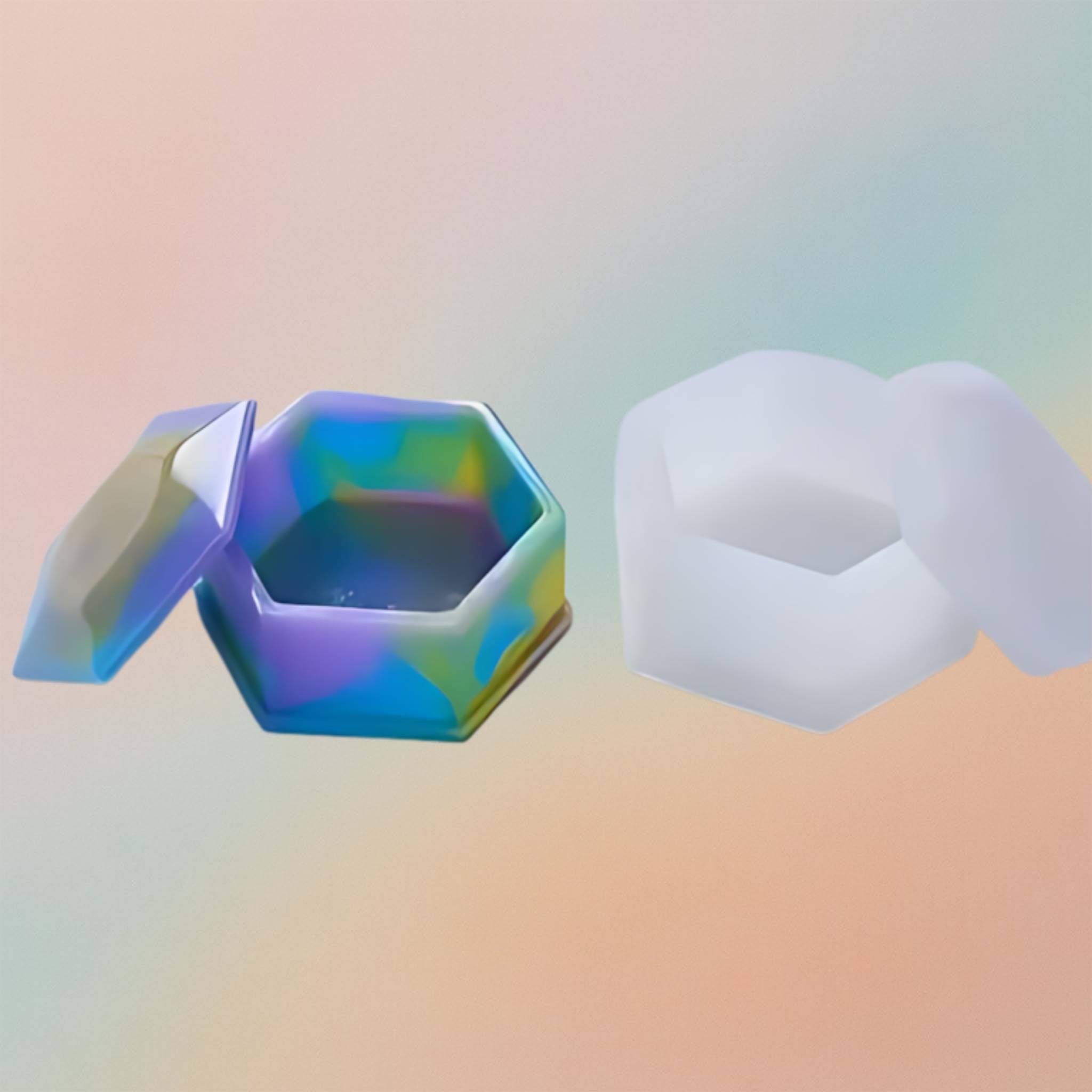 Heart And Square Shape Hexagon Silicone Resin Box