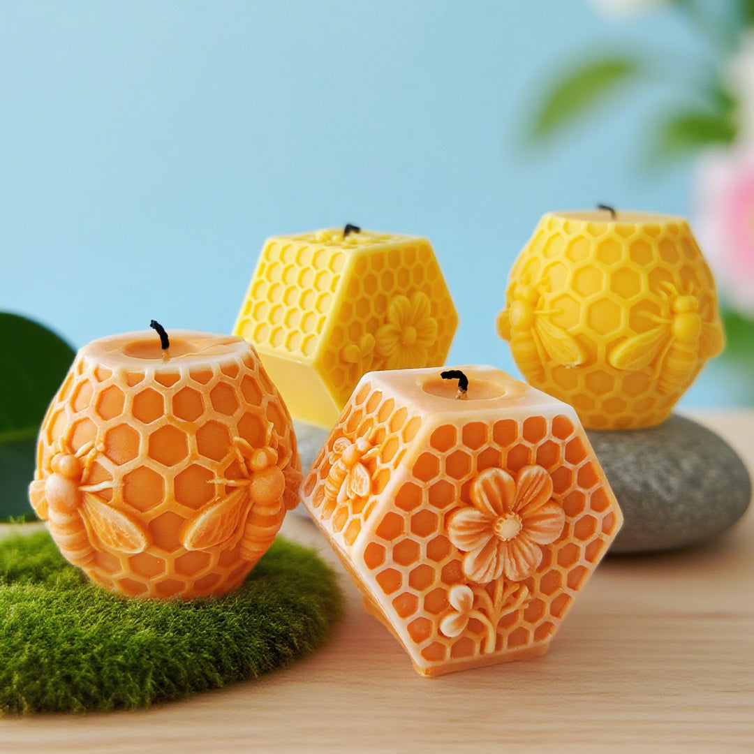 Honeycomb Round Beehive Beeswax Candle Mould DIY Handmade Soap Aromatherapy Diffuser Stone Silicone Mould