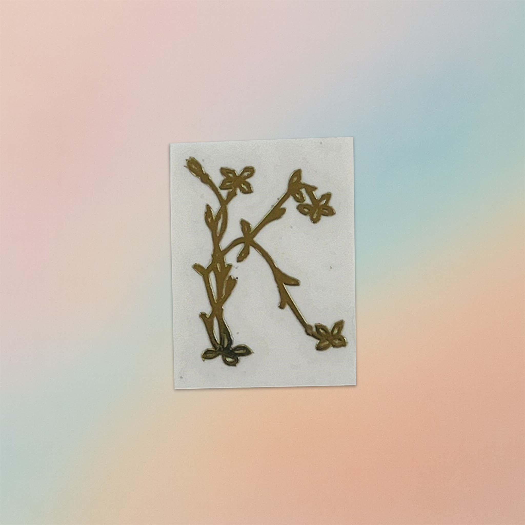 Alphabet Floral Stem Metal Sticker