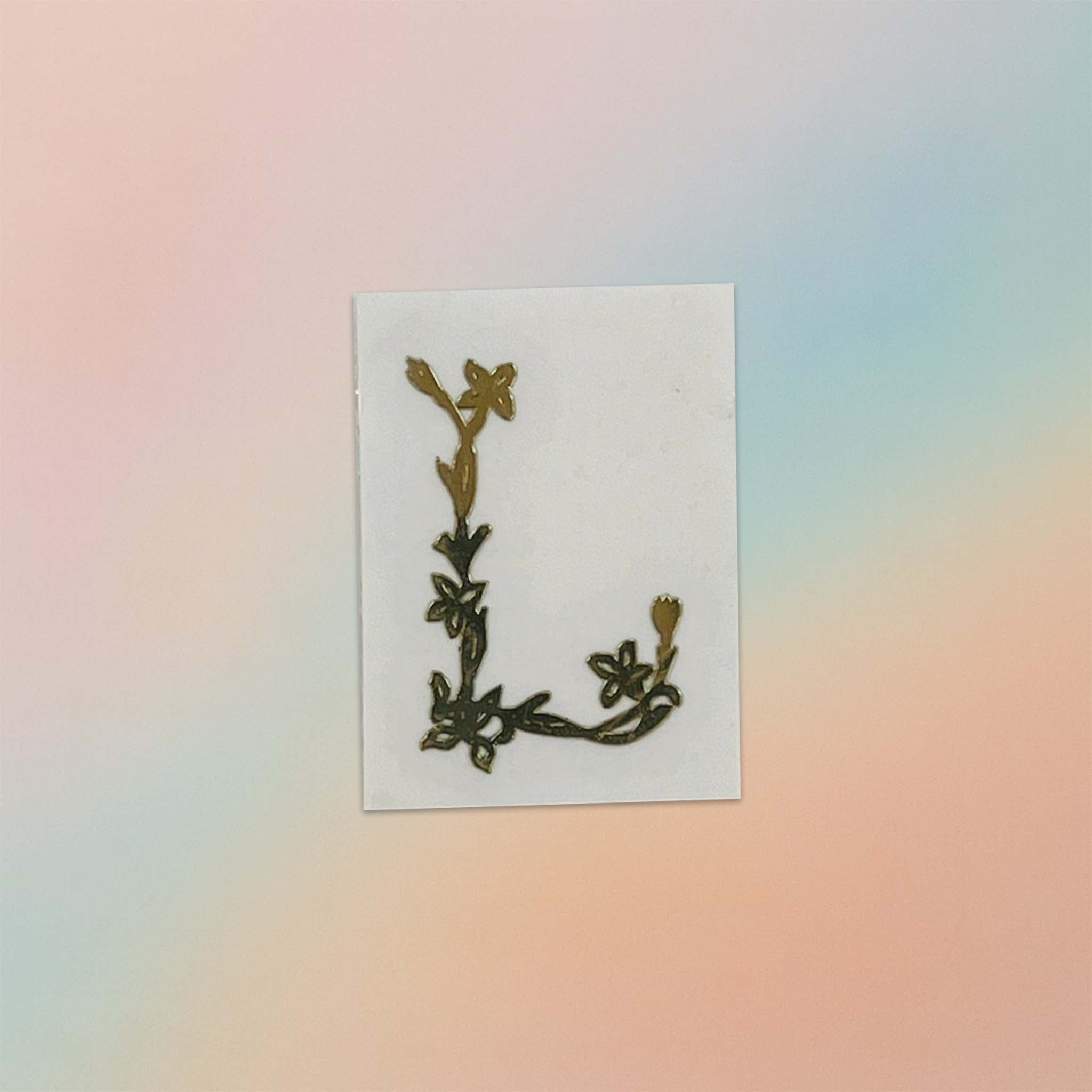 Alphabet Floral Stem Metal Sticker