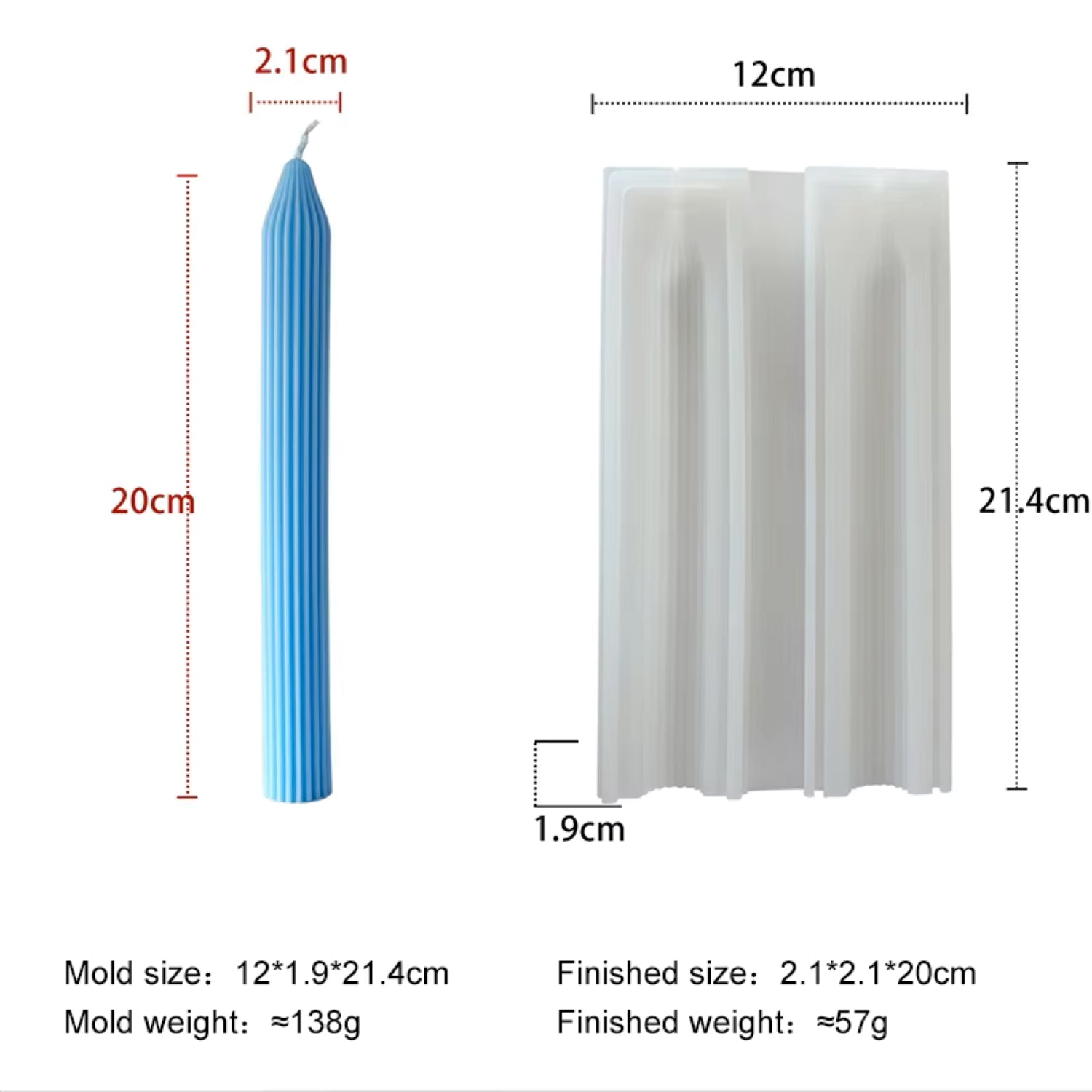 Long Ribbed Cylinder Candle Silicone Mold DIY Aroma Cylinder Candle