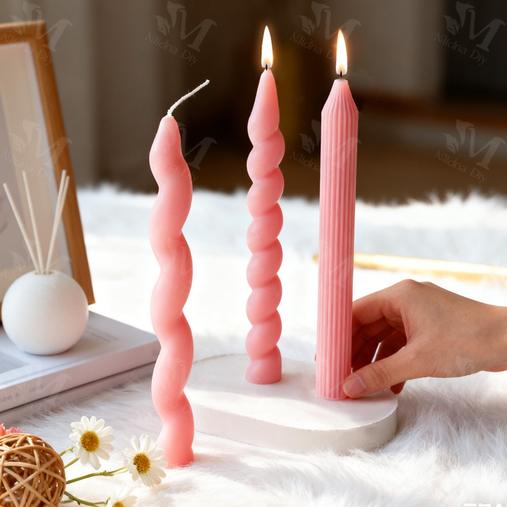Long Ribbed Cylinder Candle Silicone Mold DIY Aroma Cylinder Candle