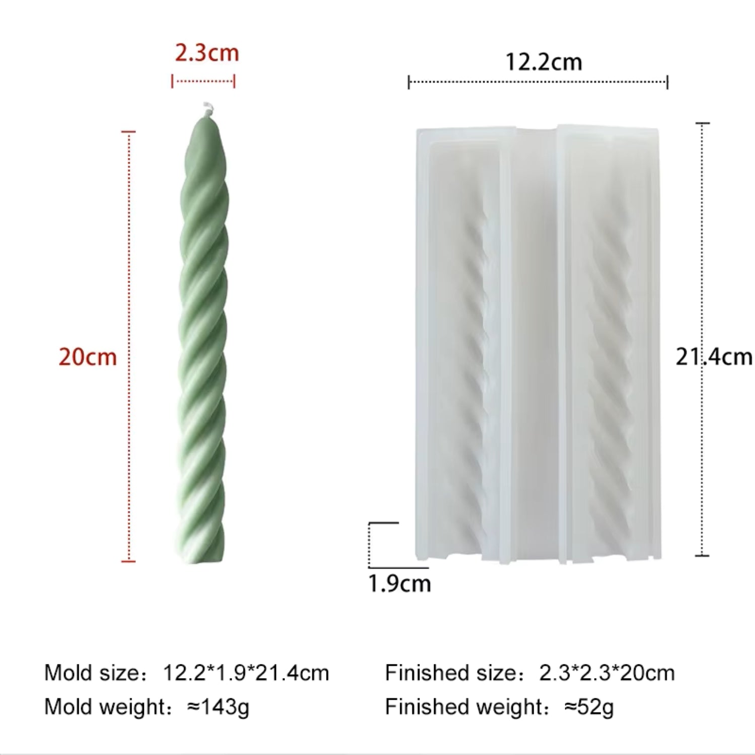 Long Cylinder Twisted For Candle Silicone Mold DIY Aroma Cylinder Candle
