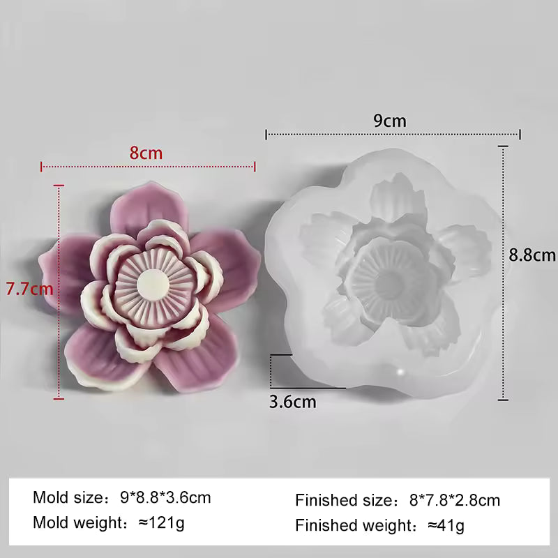 Lotus Candle Silicone DIY 3D Flower Resin & Plaster For Crafting