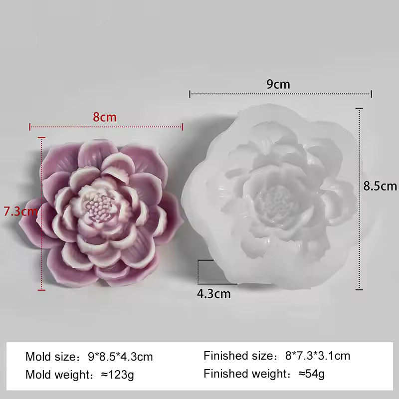 Lotus Plenty Petals Candle Silicone DIY 3D Flower Resin Plaster For Crafting