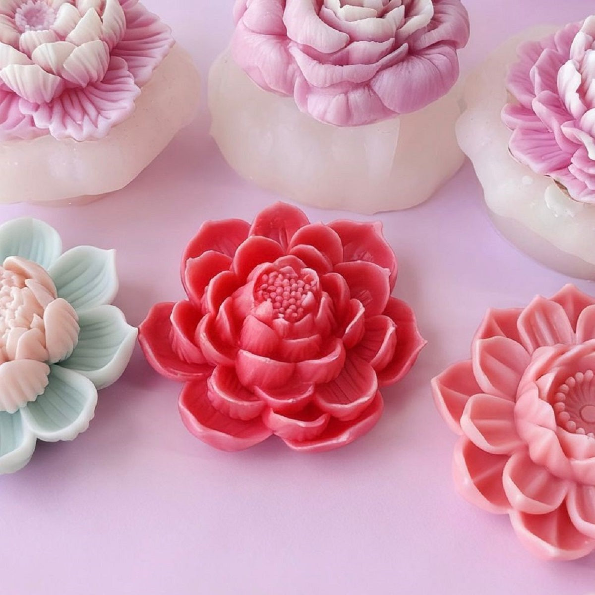 Lotus Plenty Petals Candle Silicone DIY 3D Flower Resin Plaster For Crafting