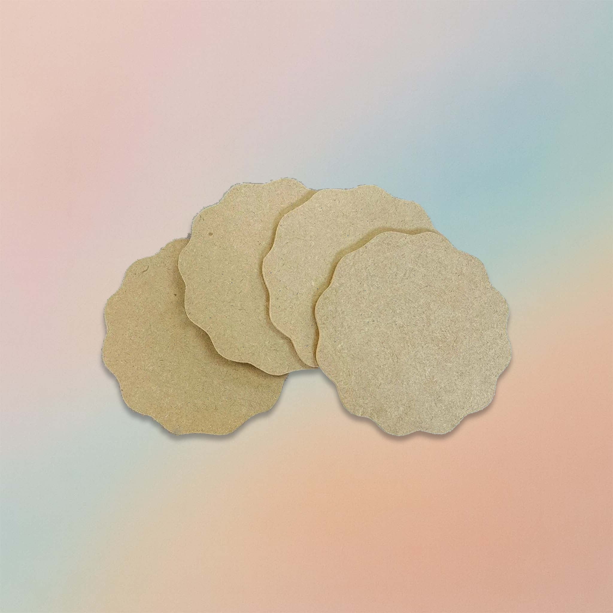 MDF Round Flower Coasters 4pcs
