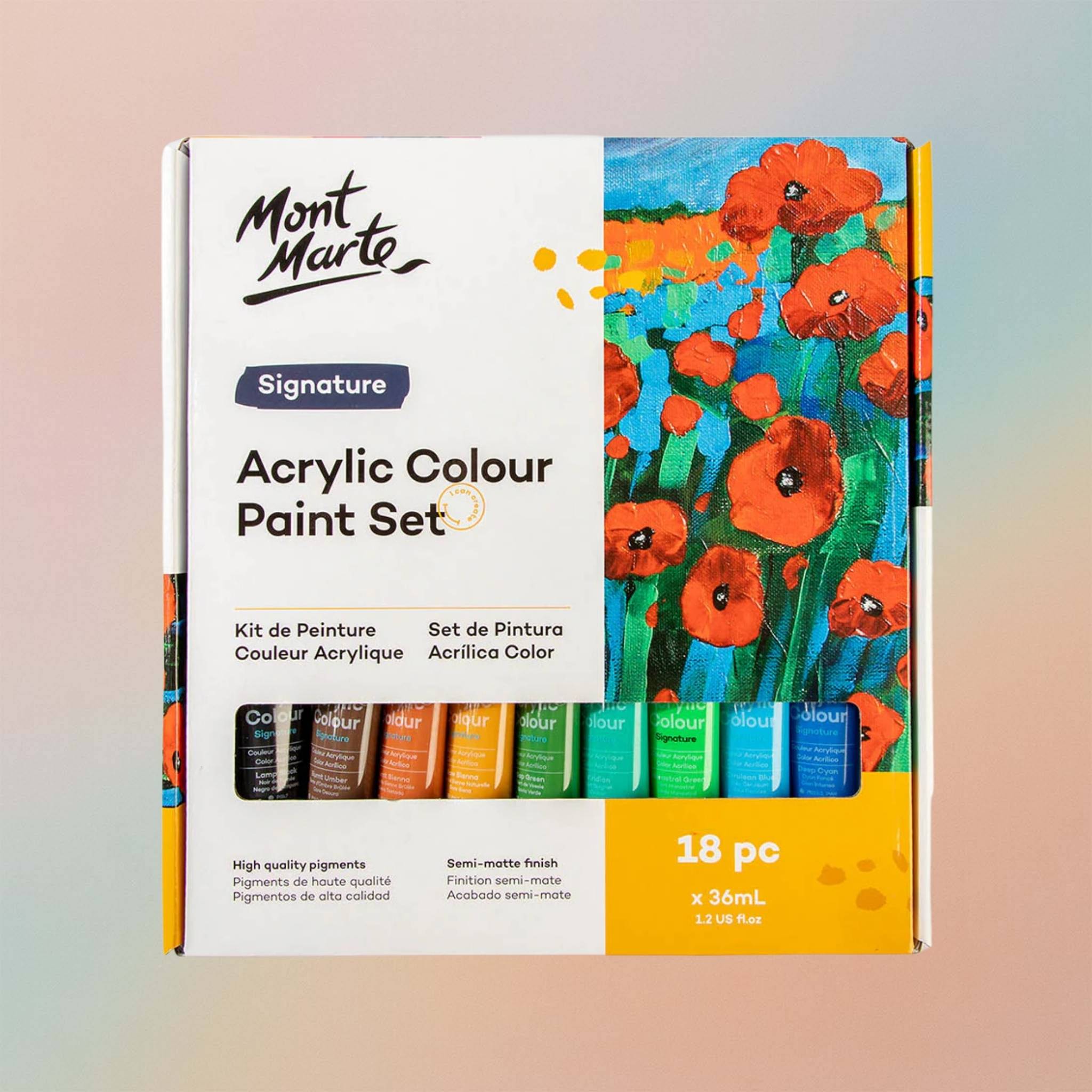 مجموعة ألوان أكريليك مونت مارت، 18 قطعة × 36 مل