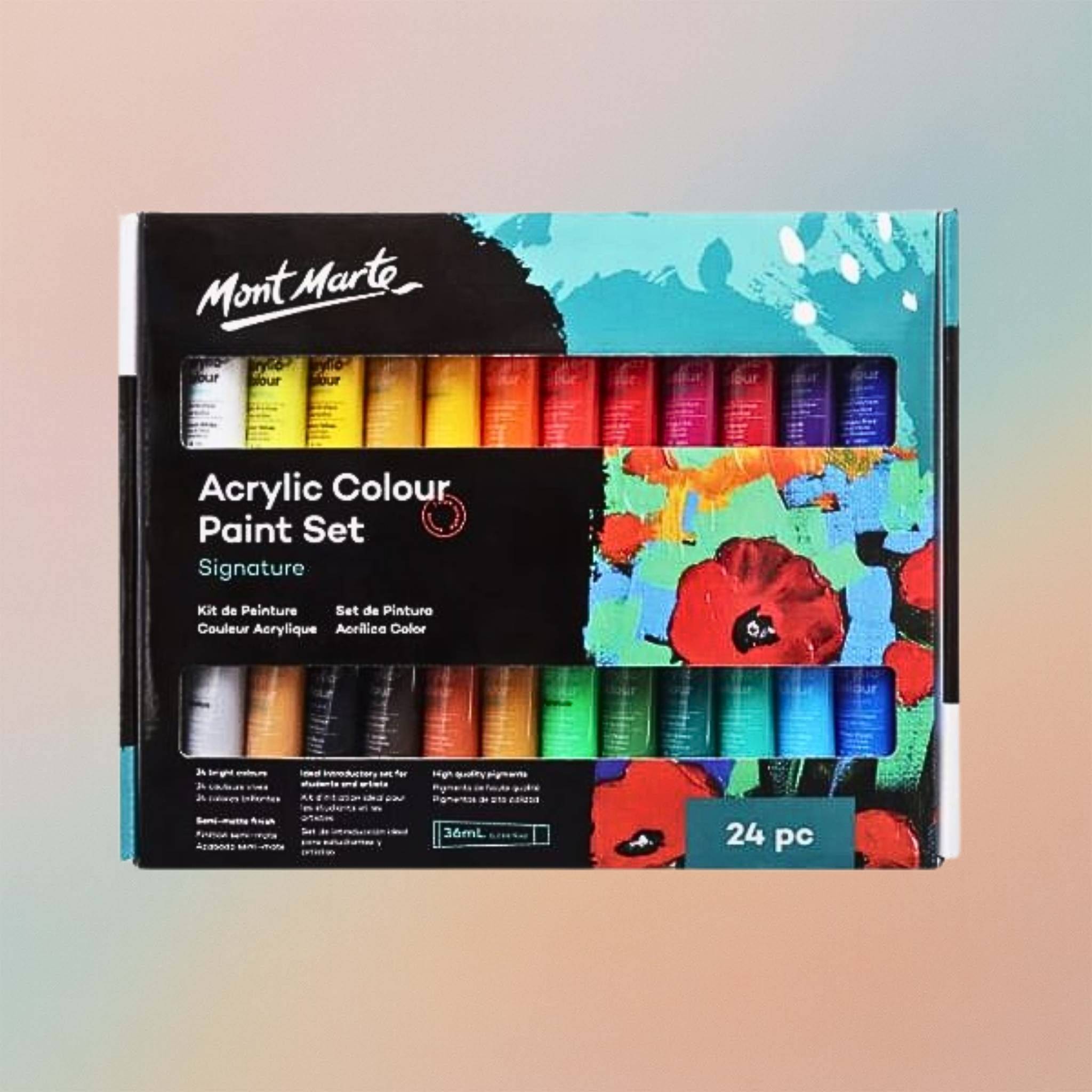 مجموعة ألوان أكريليك مميزة من مونت مارت، 24 قطعة × 36 مل (1.2 أونصة)