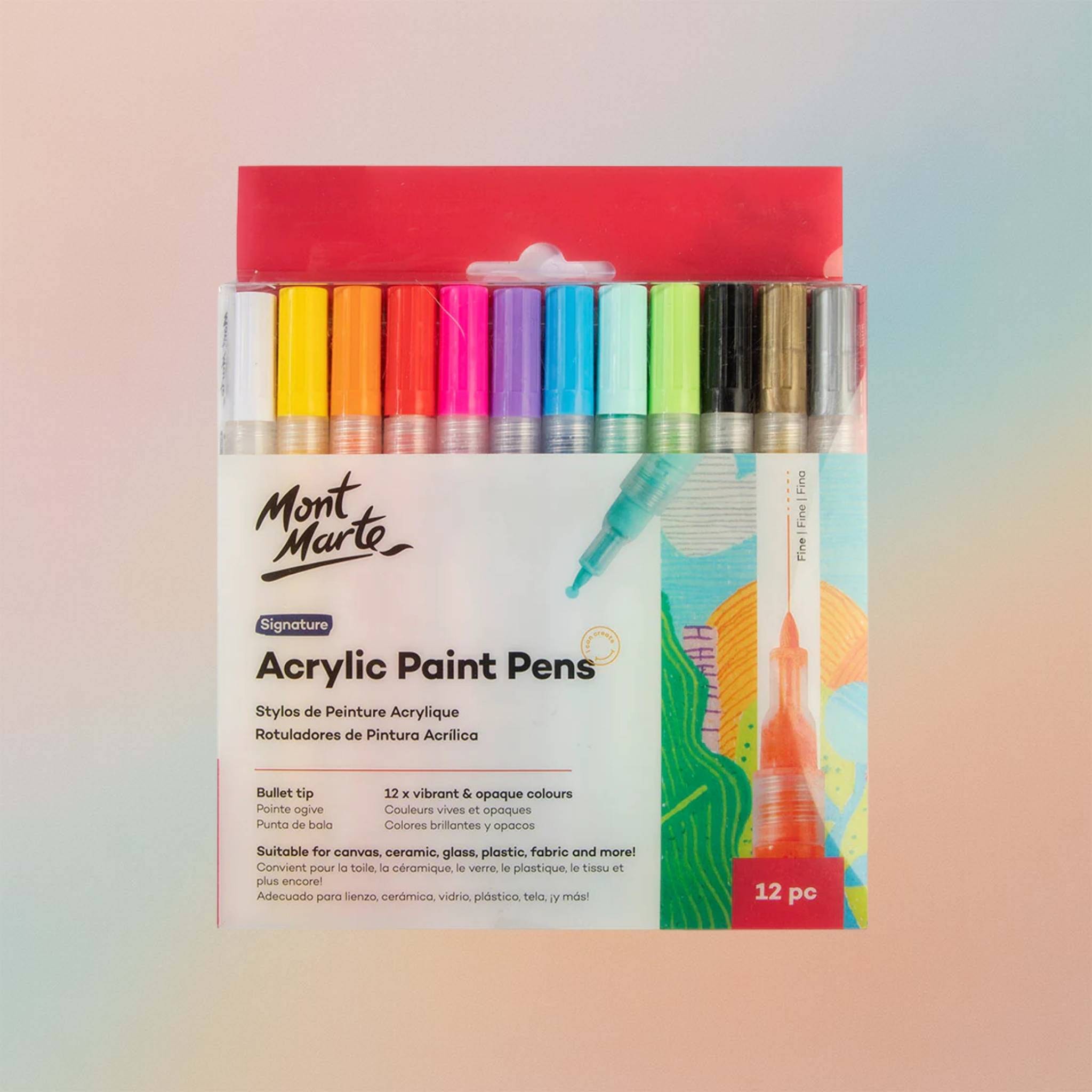 أقلام طلاء أكريليك من مونت مارت، رأس رفيع، 12 قطعة