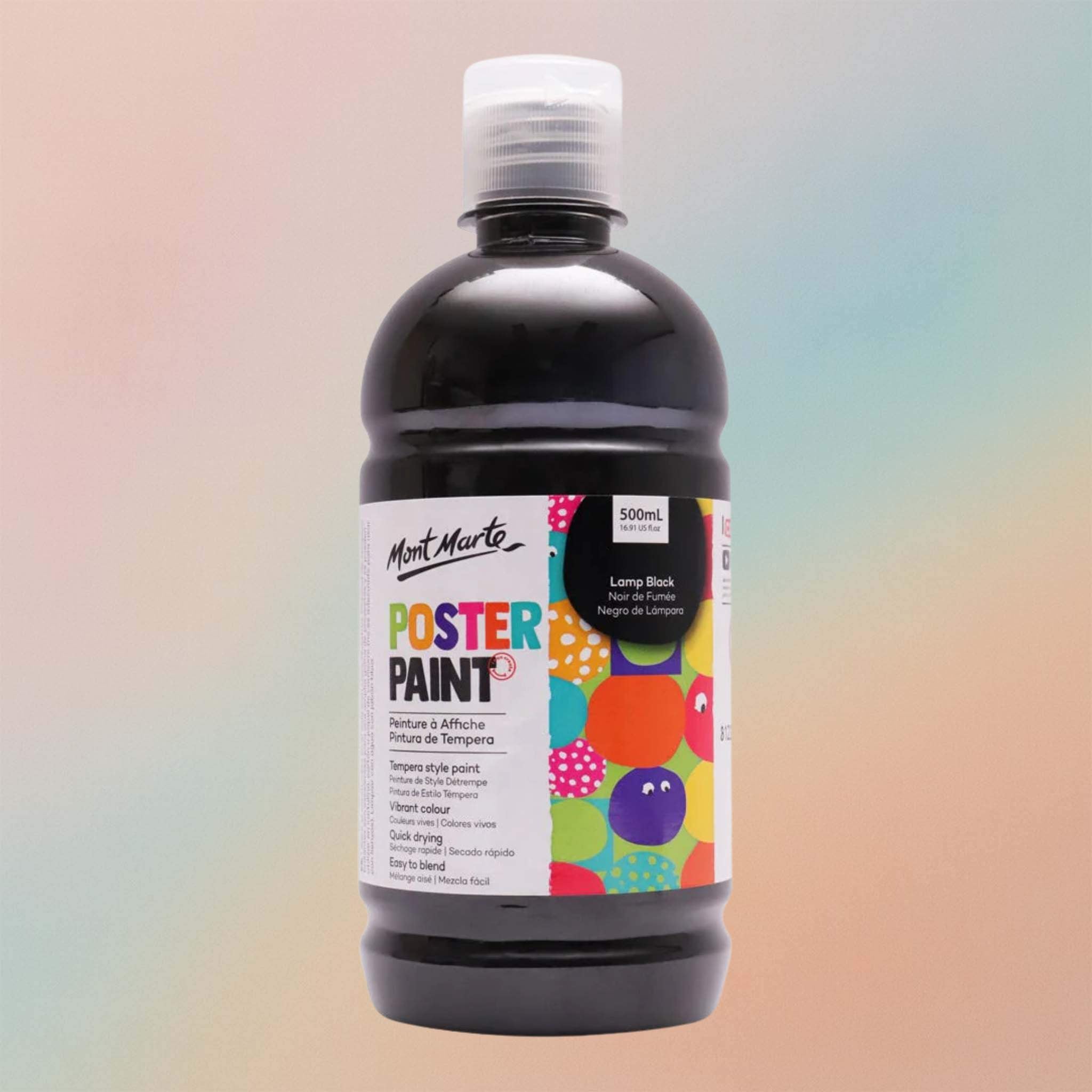 Mont Marte Poster Paint 500ml – Lamp Black